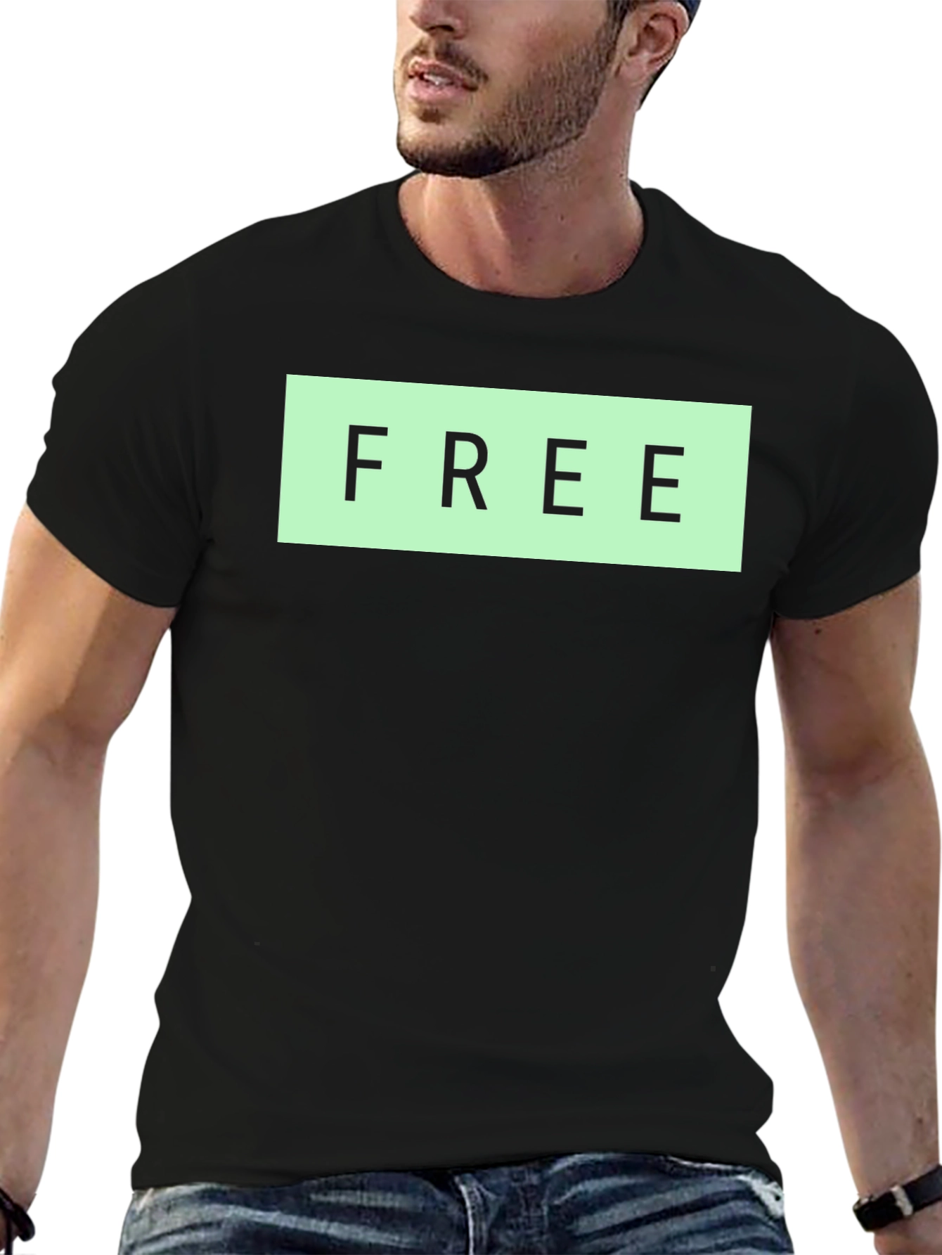 Mens Black Graphic T-Shirt - FREE Print
