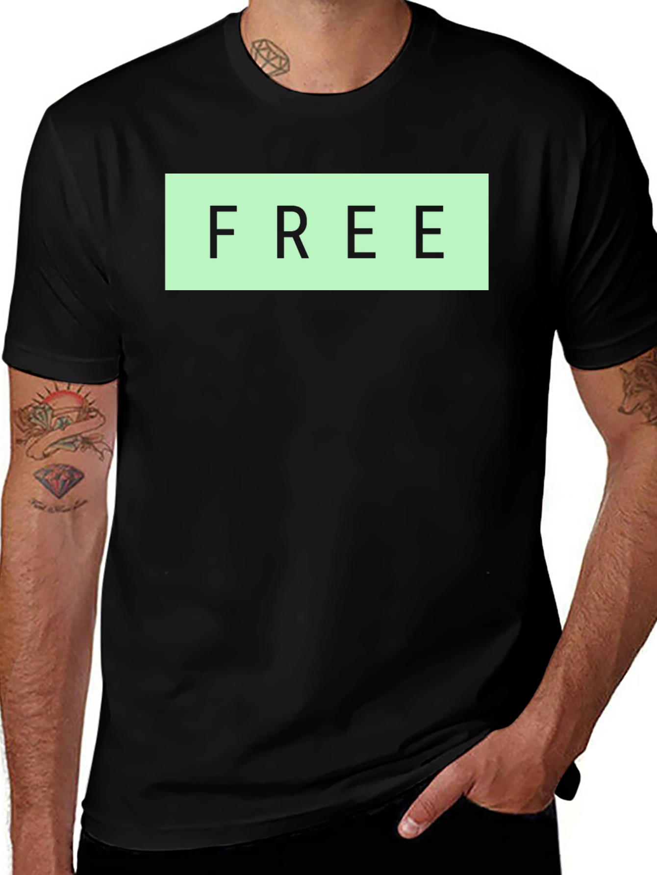 Mens Black Graphic T-Shirt - FREE Print