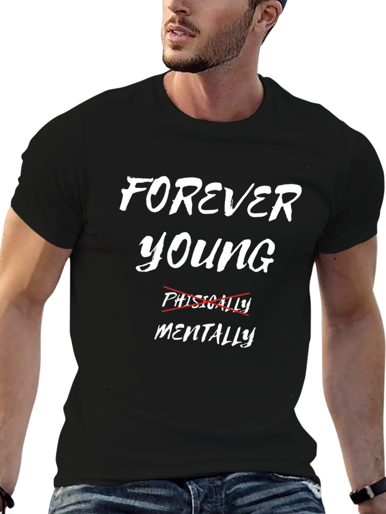 Forever Young Mentally Black Graphic Tee
