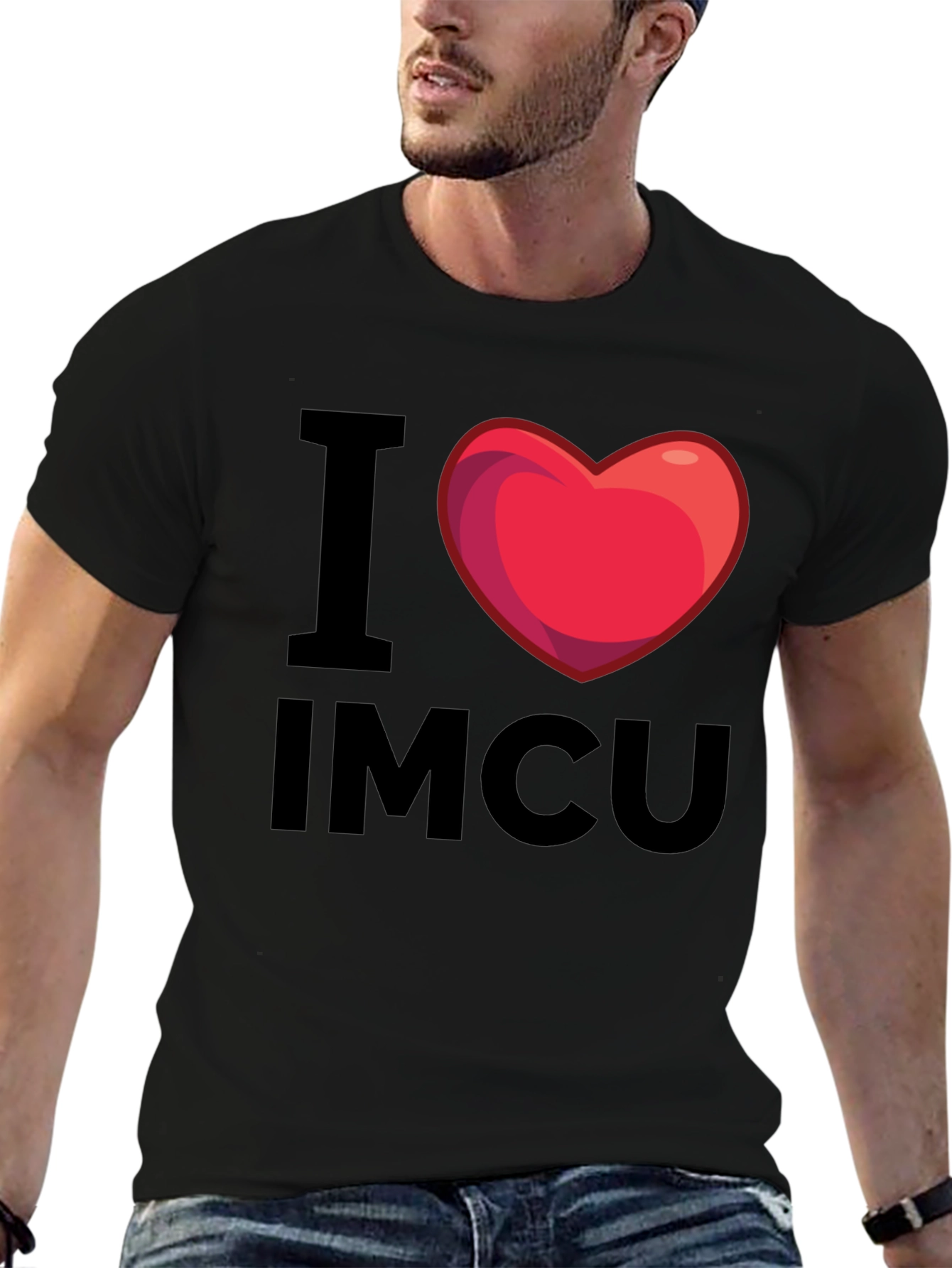 I Heart IMCU T-Shirt - Graphic Print Black Tee