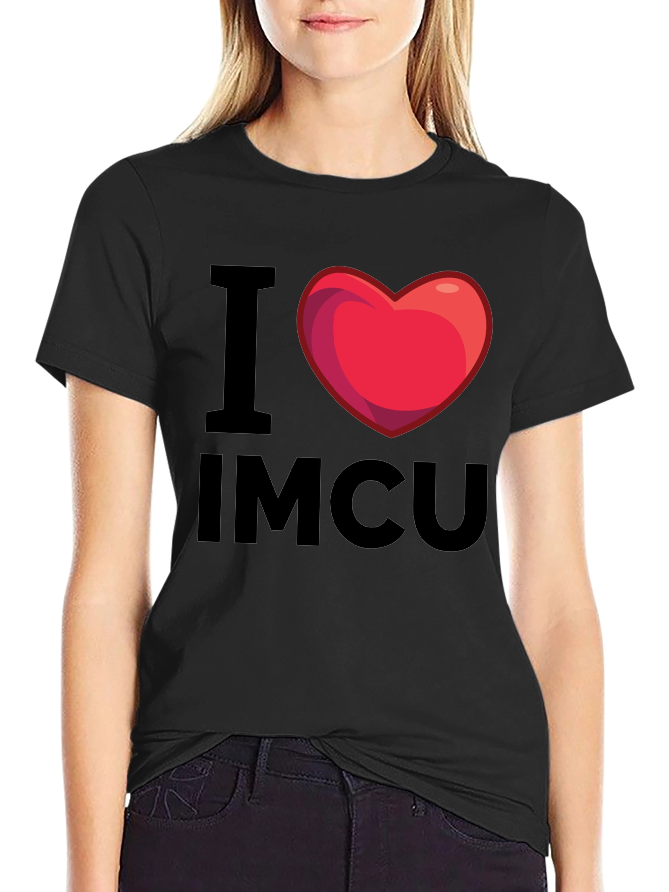 I Heart IMCU T-Shirt - Graphic Print Black Tee