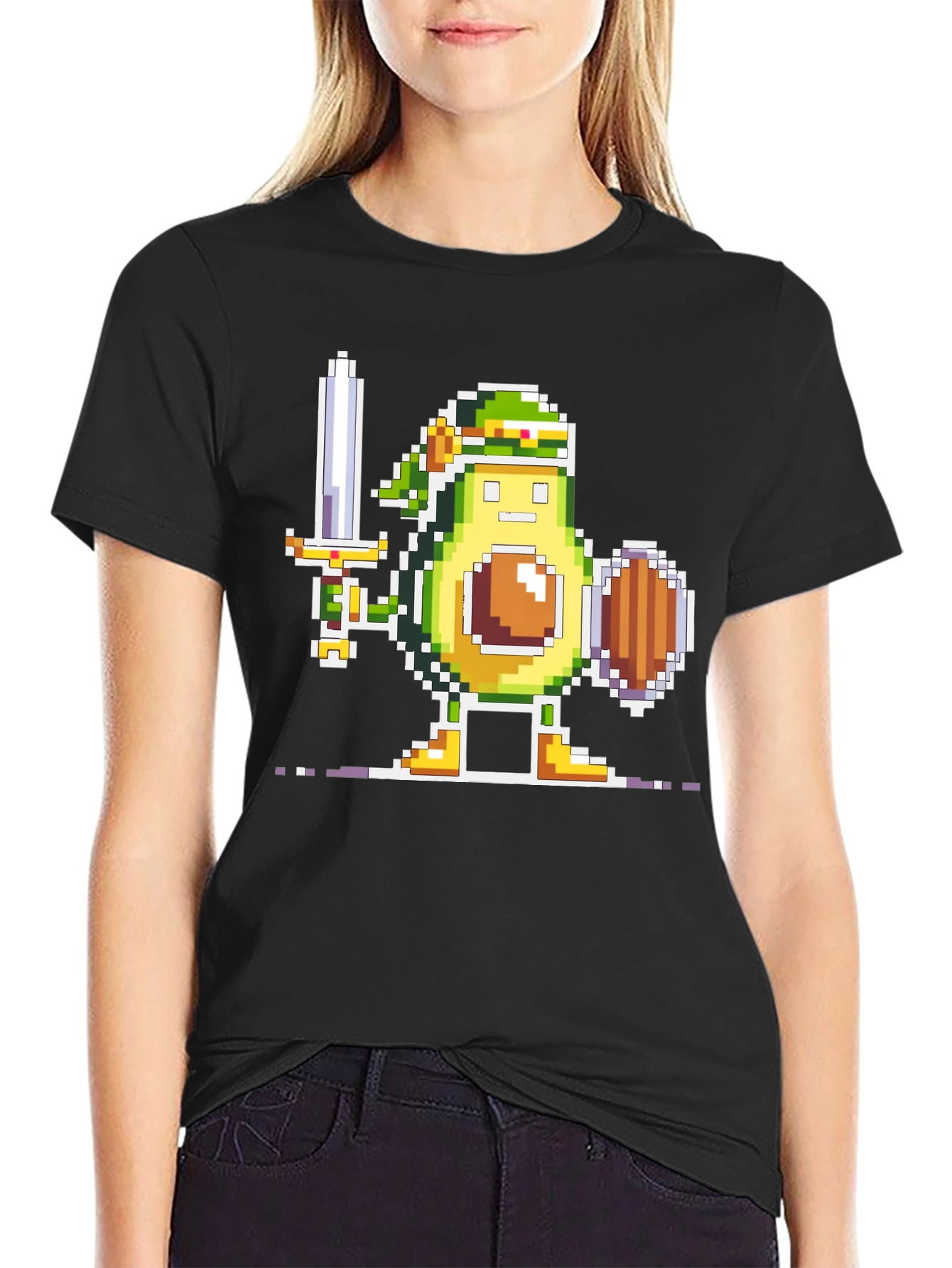 Avocado Warrior T-Shirt - Pixel Art Gamer Tee