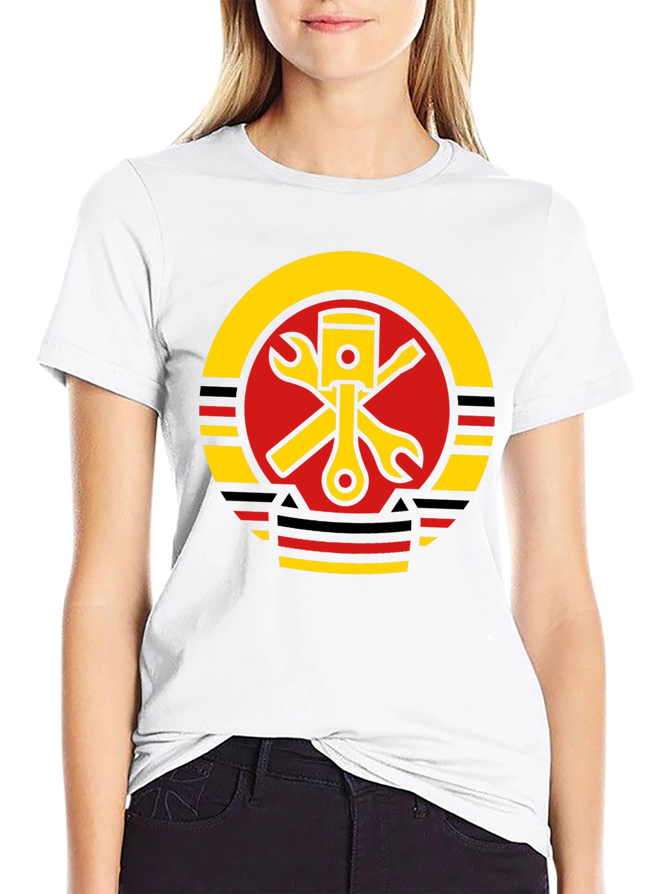 Piston Wrench Graphic Tee - Black Cotton Mechanic T-Shirt
