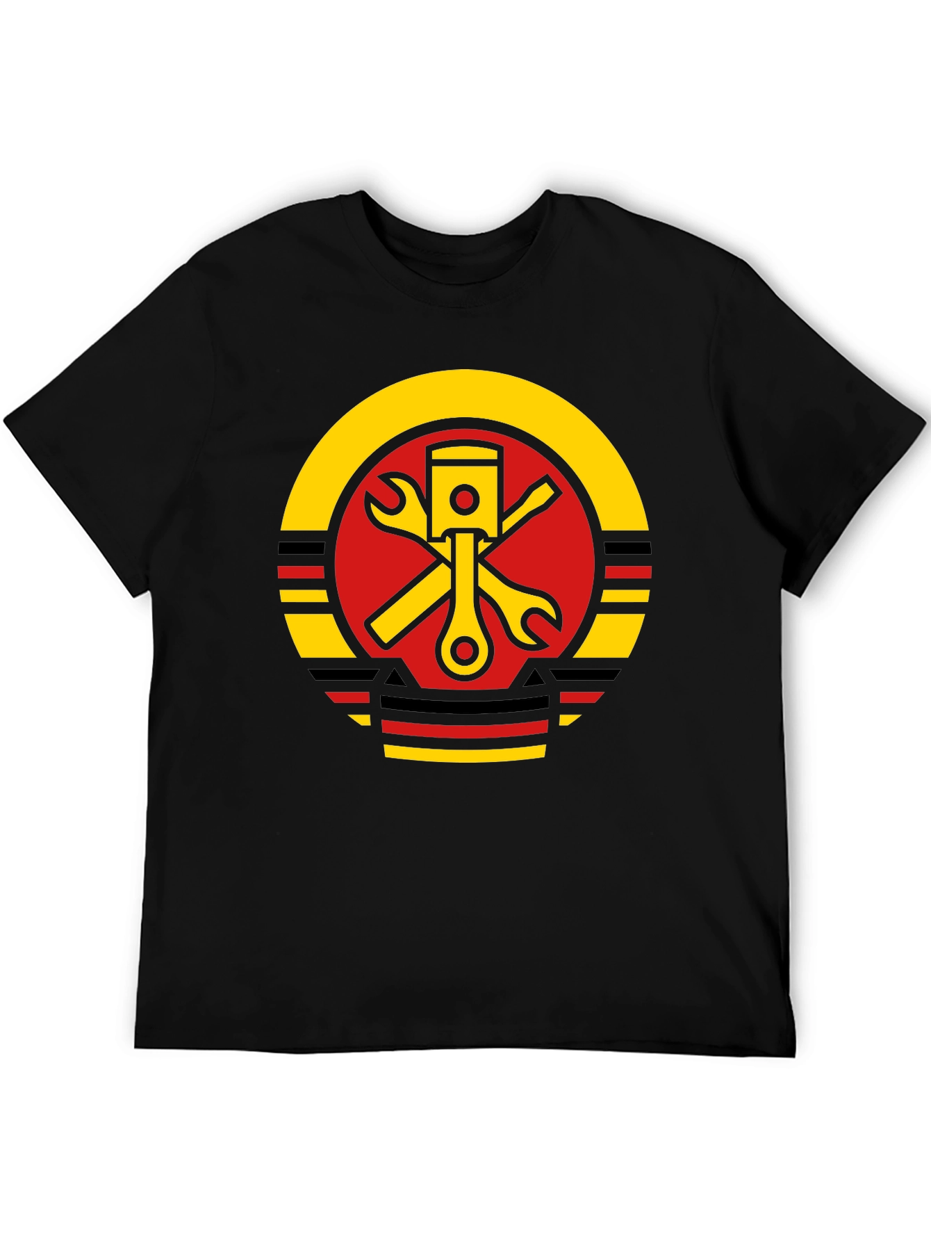 Piston Wrench Graphic Tee - Black Cotton Mechanic T-Shirt