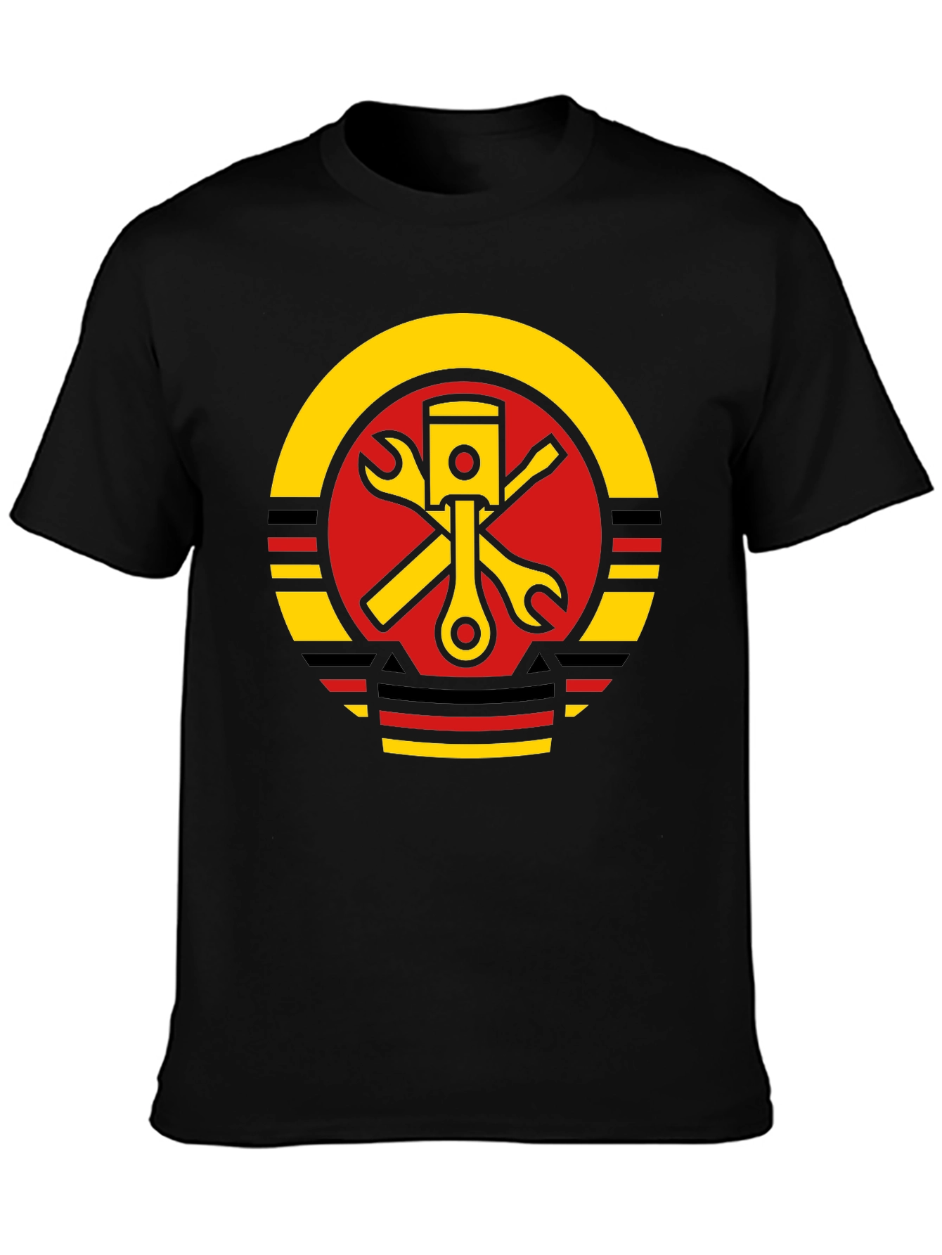 Piston Wrench Graphic Tee - Black Cotton Mechanic T-Shirt