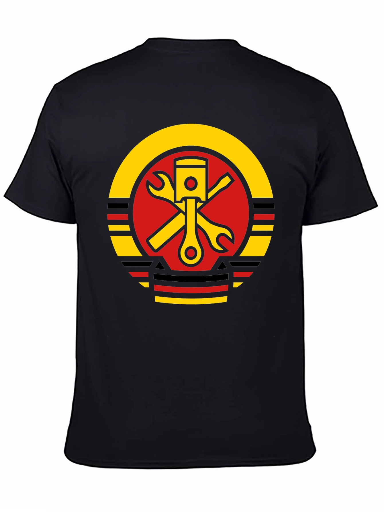 Piston Wrench Graphic Tee - Black Cotton Mechanic T-Shirt