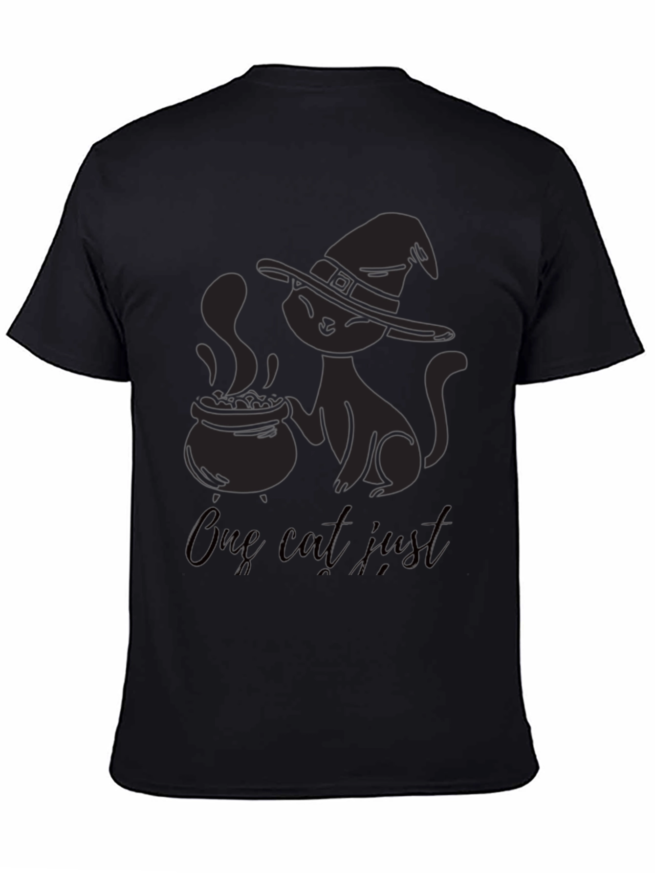 Spooky Black Cat Witch Cauldron Graphic T-Shirt