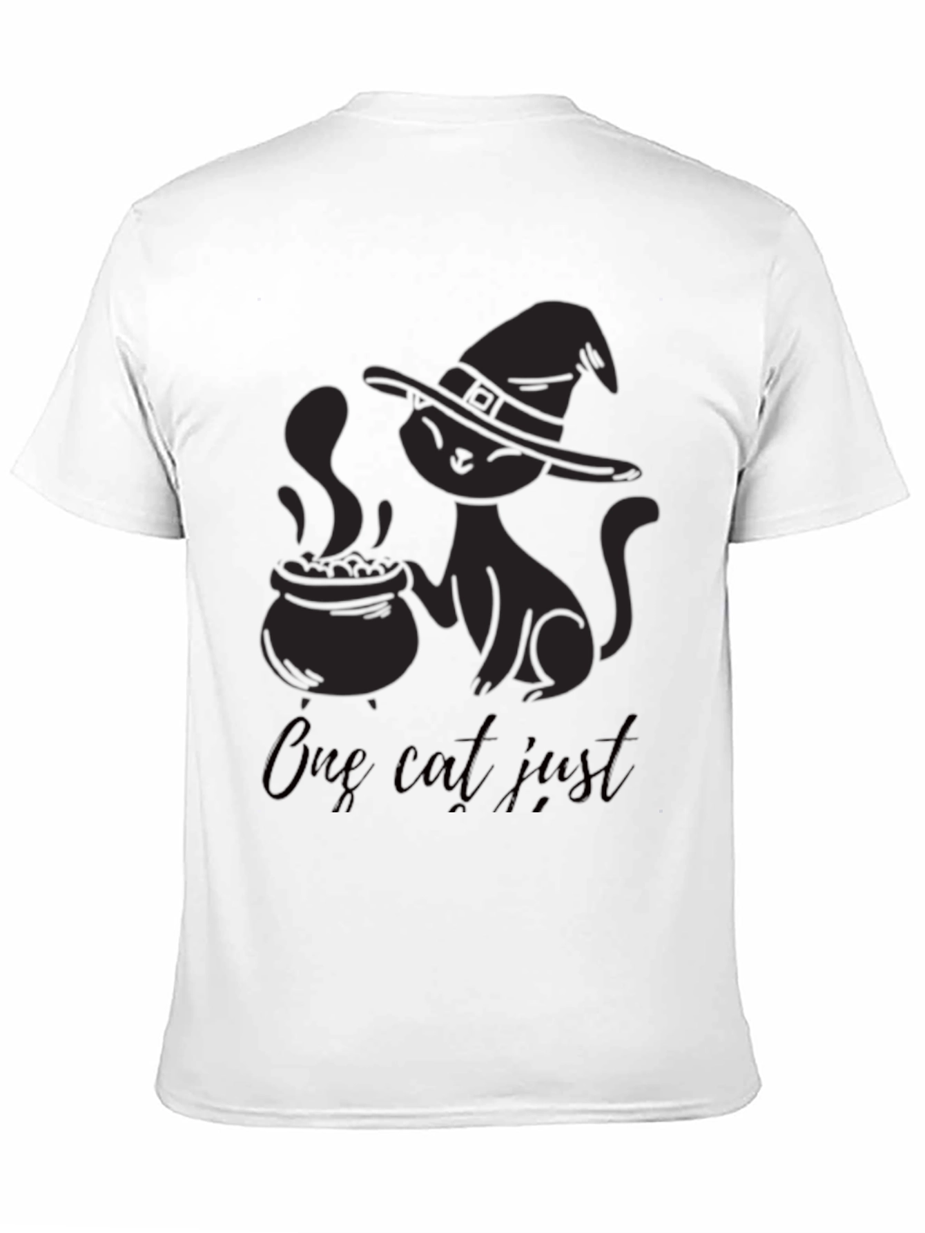 Spooky Black Cat Witch Cauldron Graphic T-Shirt