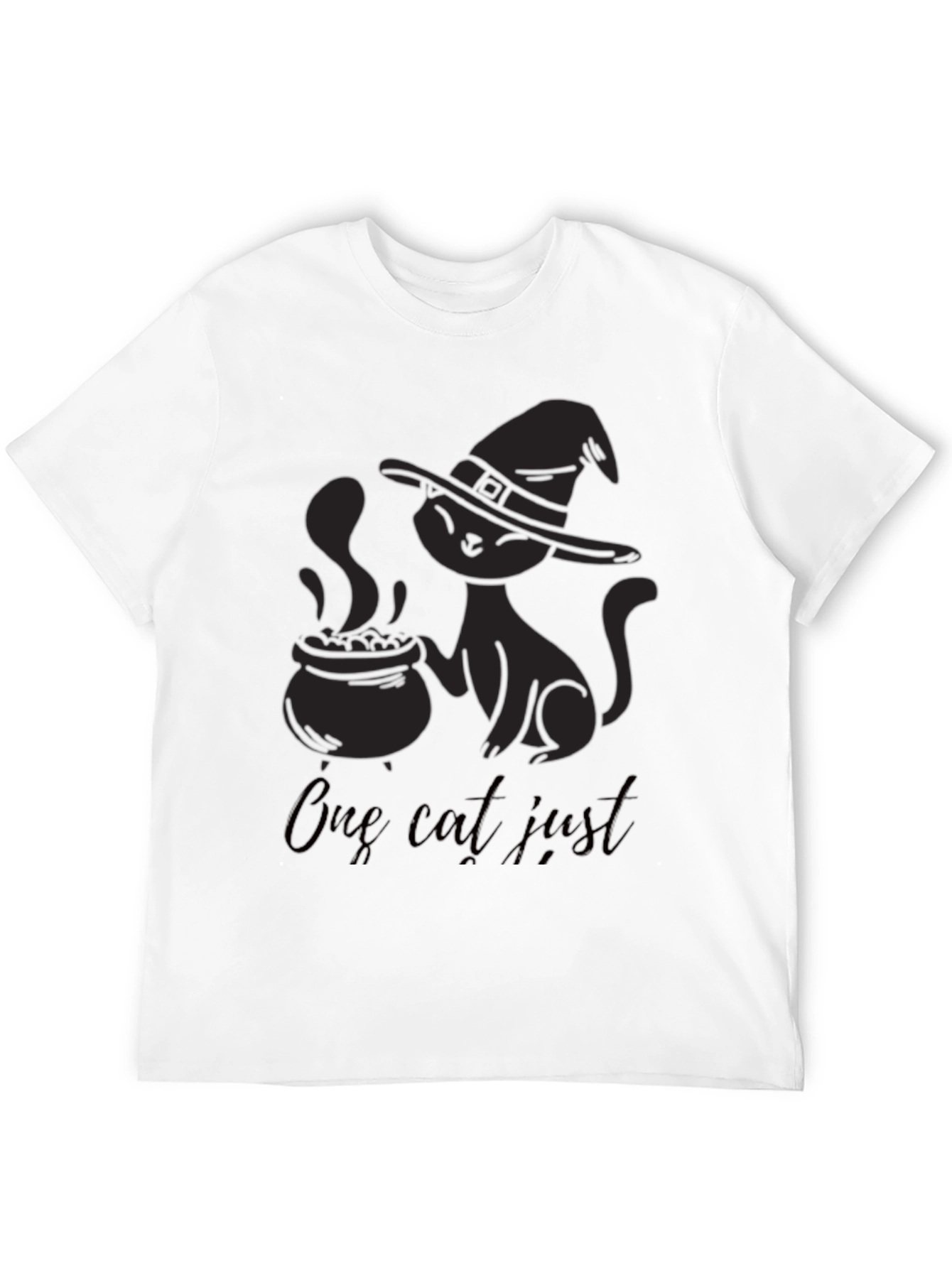 Spooky Black Cat Witch Cauldron Graphic T-Shirt