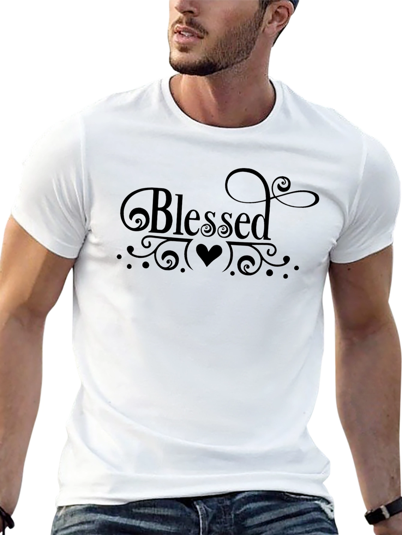Blessed Heart Tee - Stylish Black Graphic T-Shirt