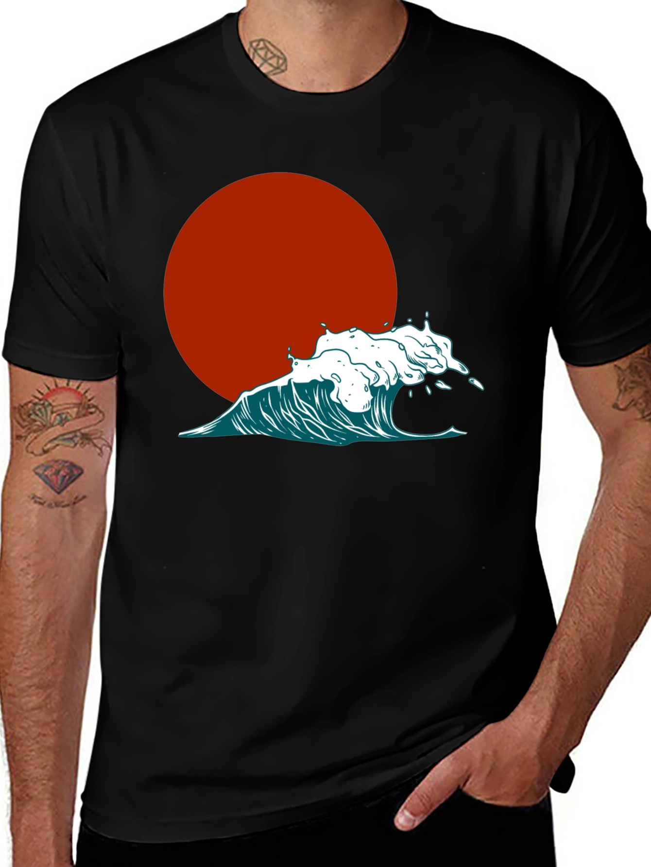 Japanese Wave Black T-Shirt