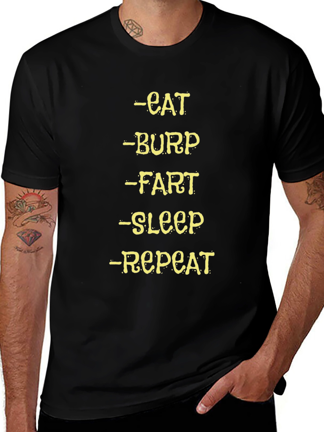 Eat Burp Fart Sleep Repeat Black T-Shirt