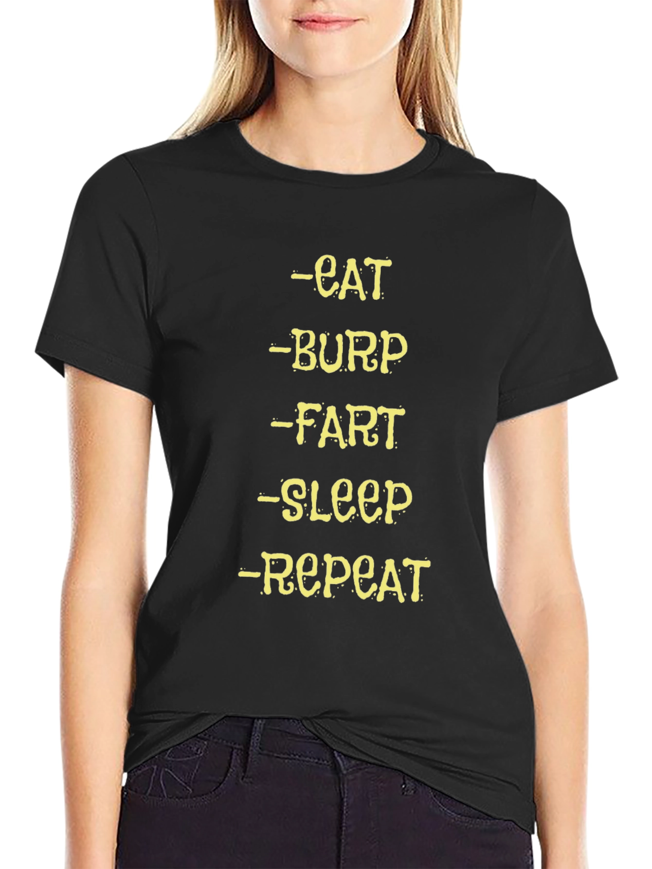 Eat Burp Fart Sleep Repeat Black T-Shirt