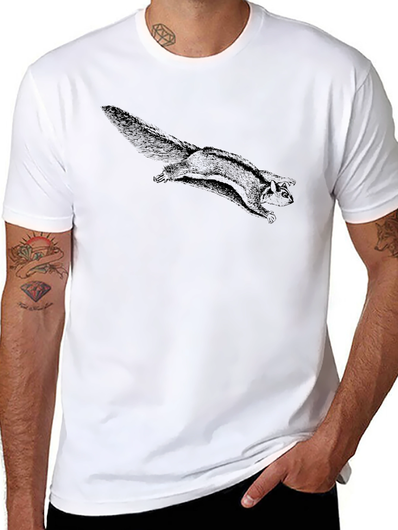 Flying Squirrel Graphic Tee - Black Cotton Comfort