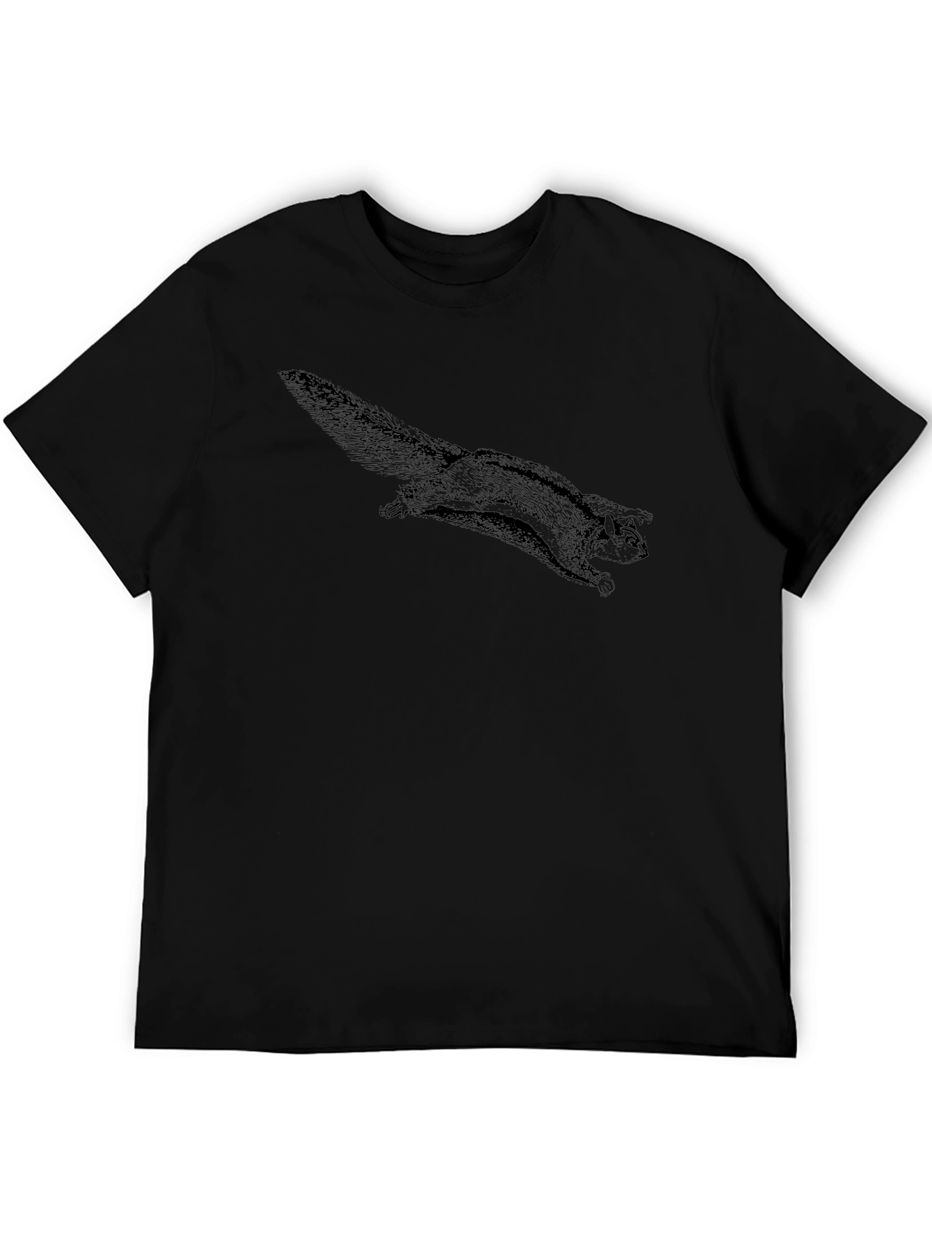 Flying Squirrel Graphic Tee - Black Cotton Comfort