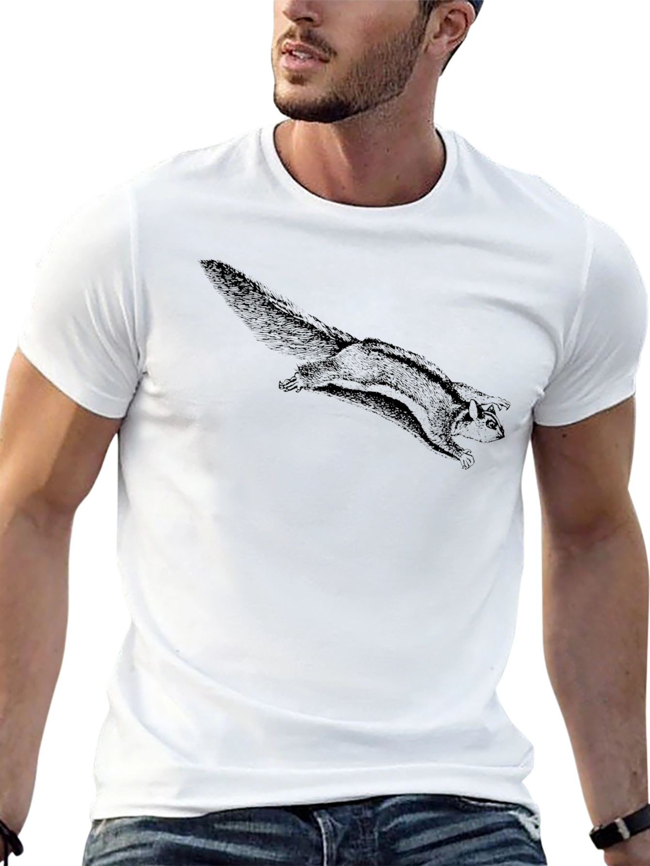 Flying Squirrel Graphic Tee - Black Cotton Comfort