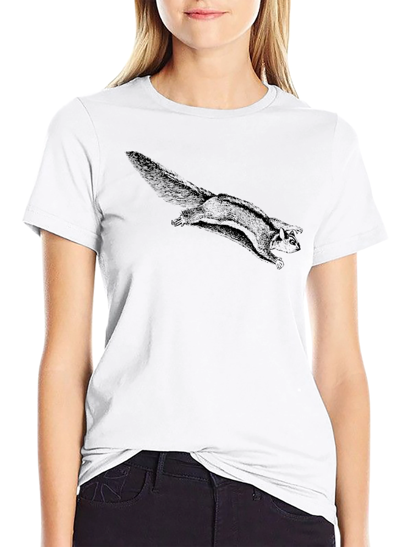 Flying Squirrel Graphic Tee - Black Cotton Comfort