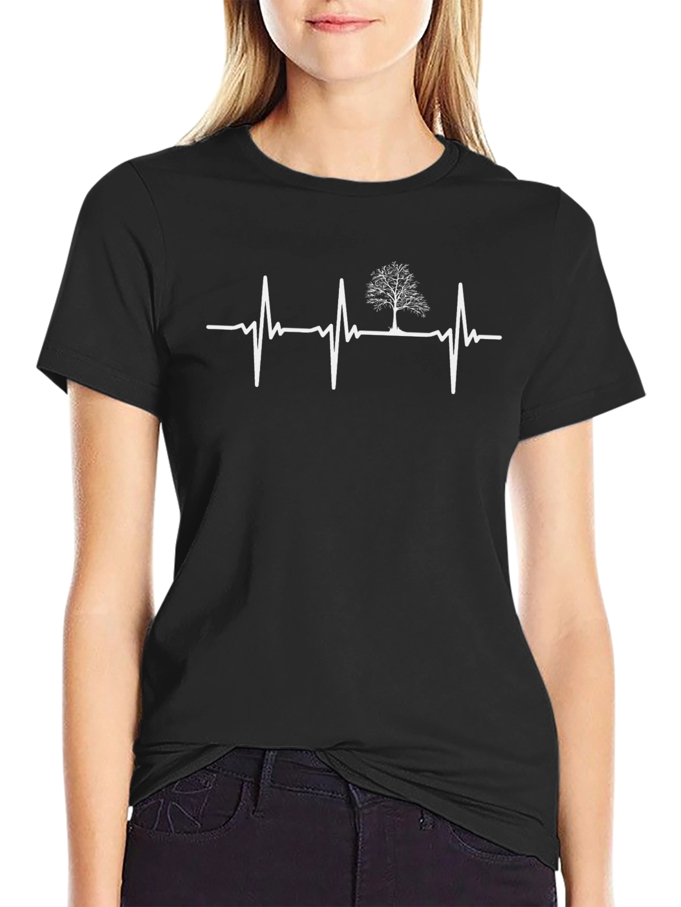 Tree Heartbeat Graphic Tee - Black