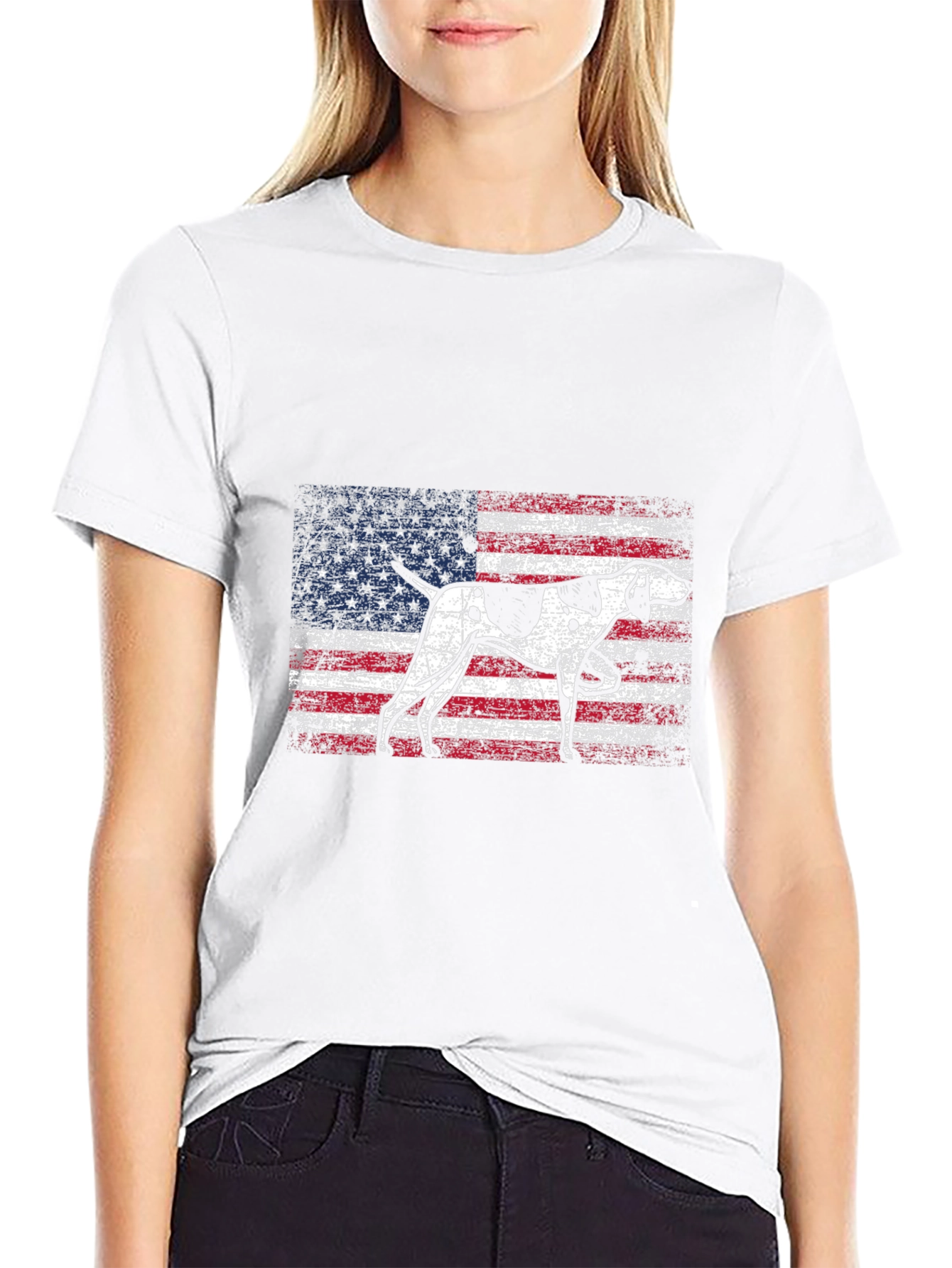 American Flag Dog Graphic T-Shirt