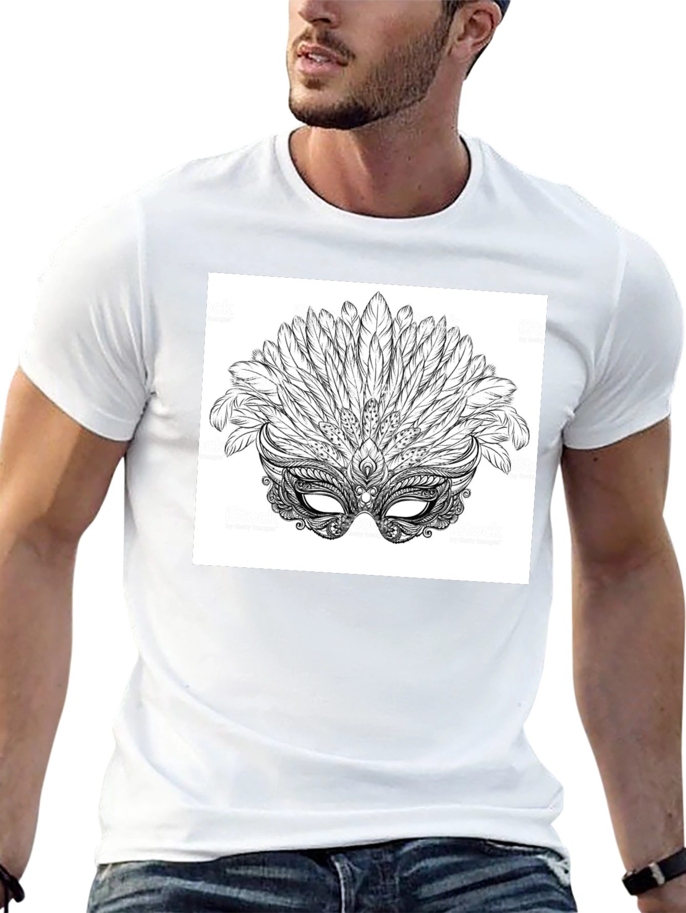 Masquerade Feather Mask Graphic Tee