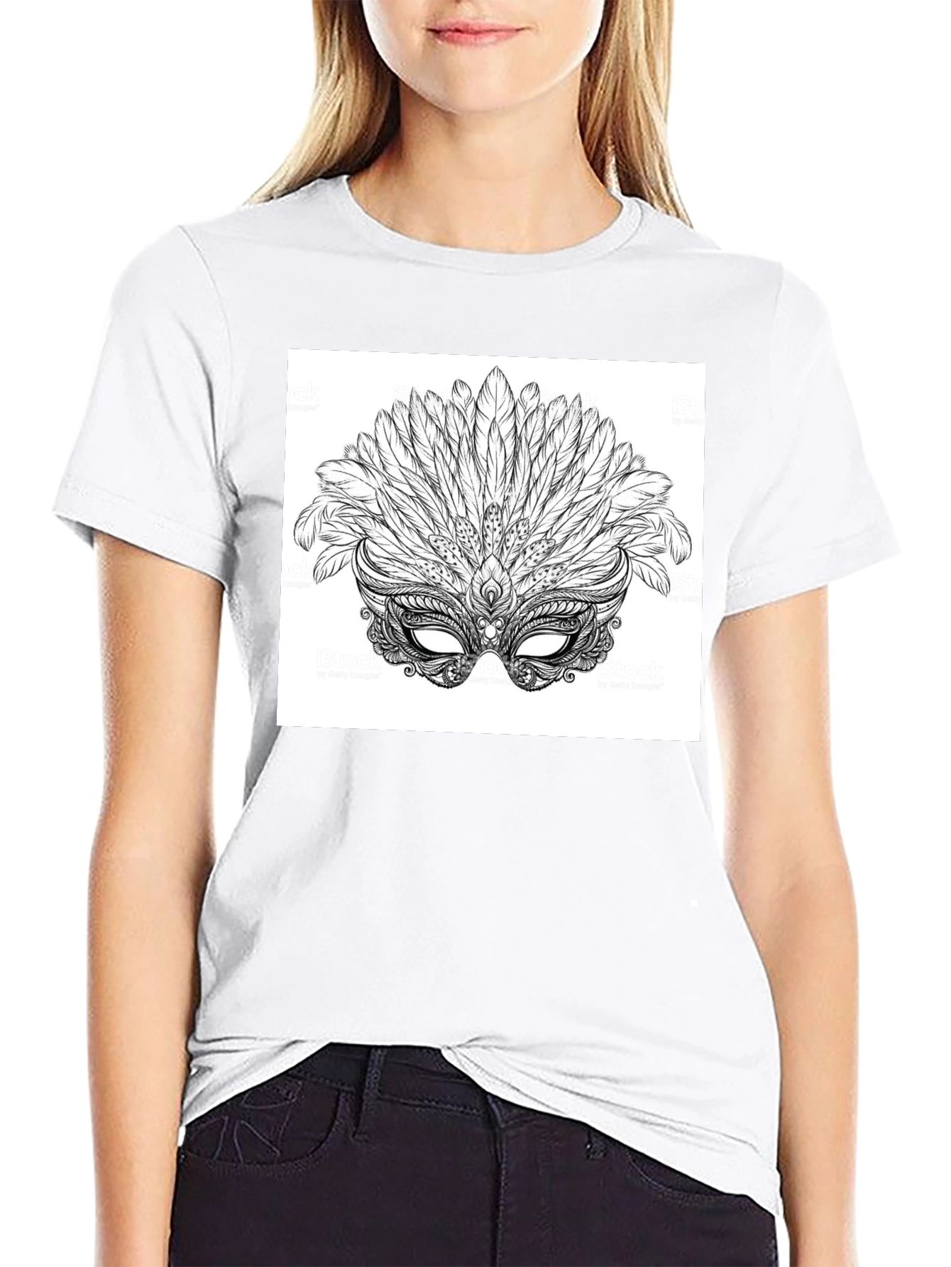 Masquerade Feather Mask Graphic Tee