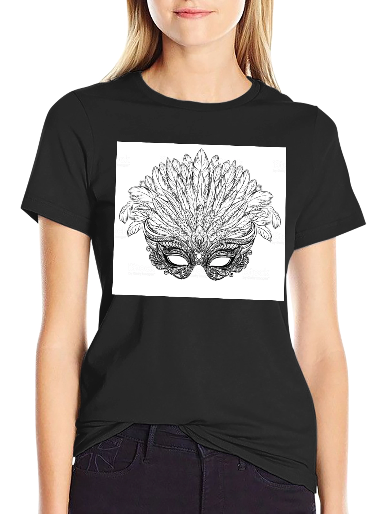 Masquerade Feather Mask Graphic Tee