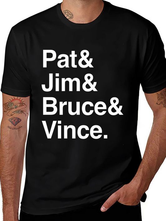 Pat & Jim & Bruce & Vince Black Graphic T-Shirt