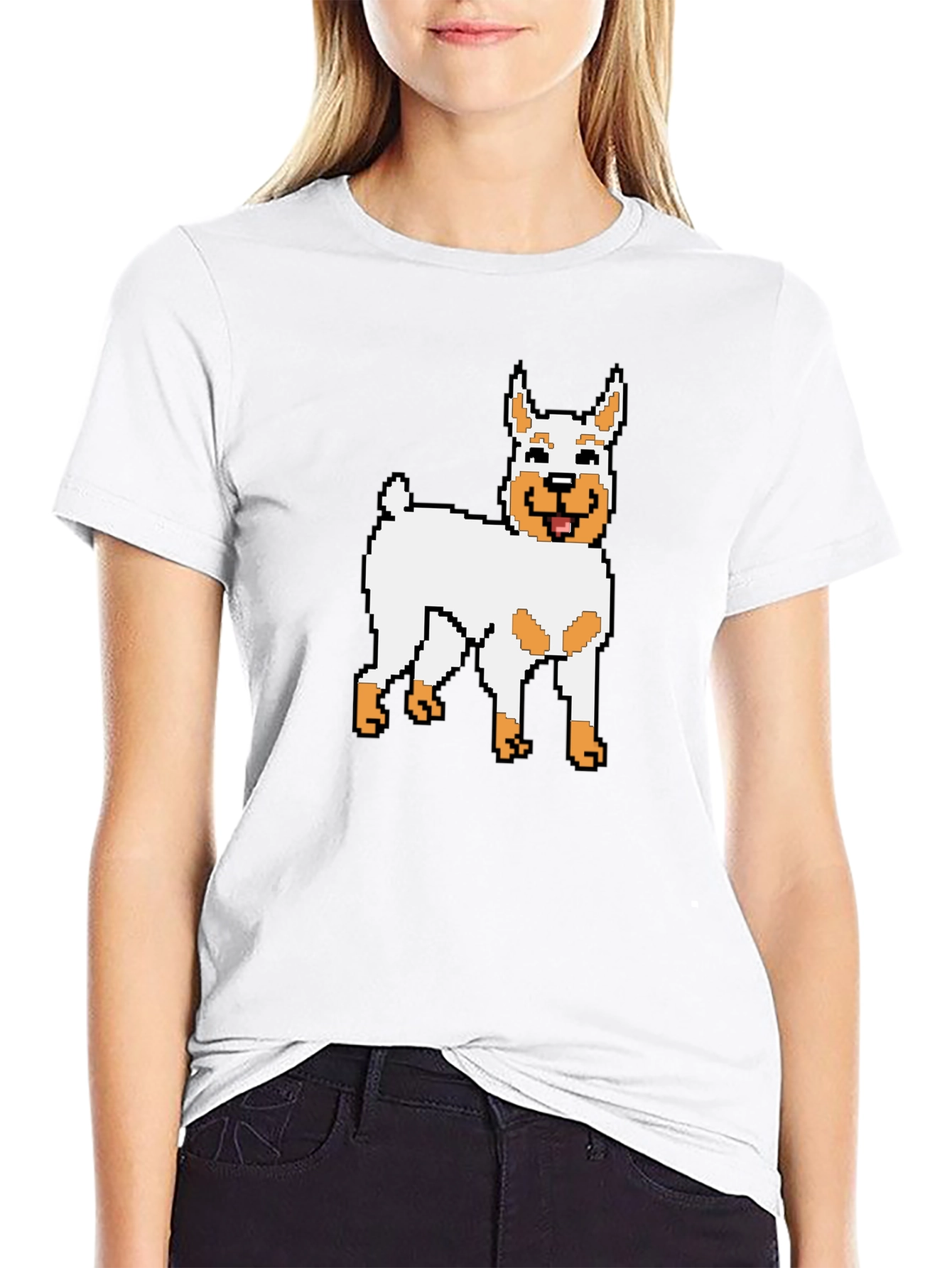 Pixel Dog Graphic Tee - Black Cotton Blend