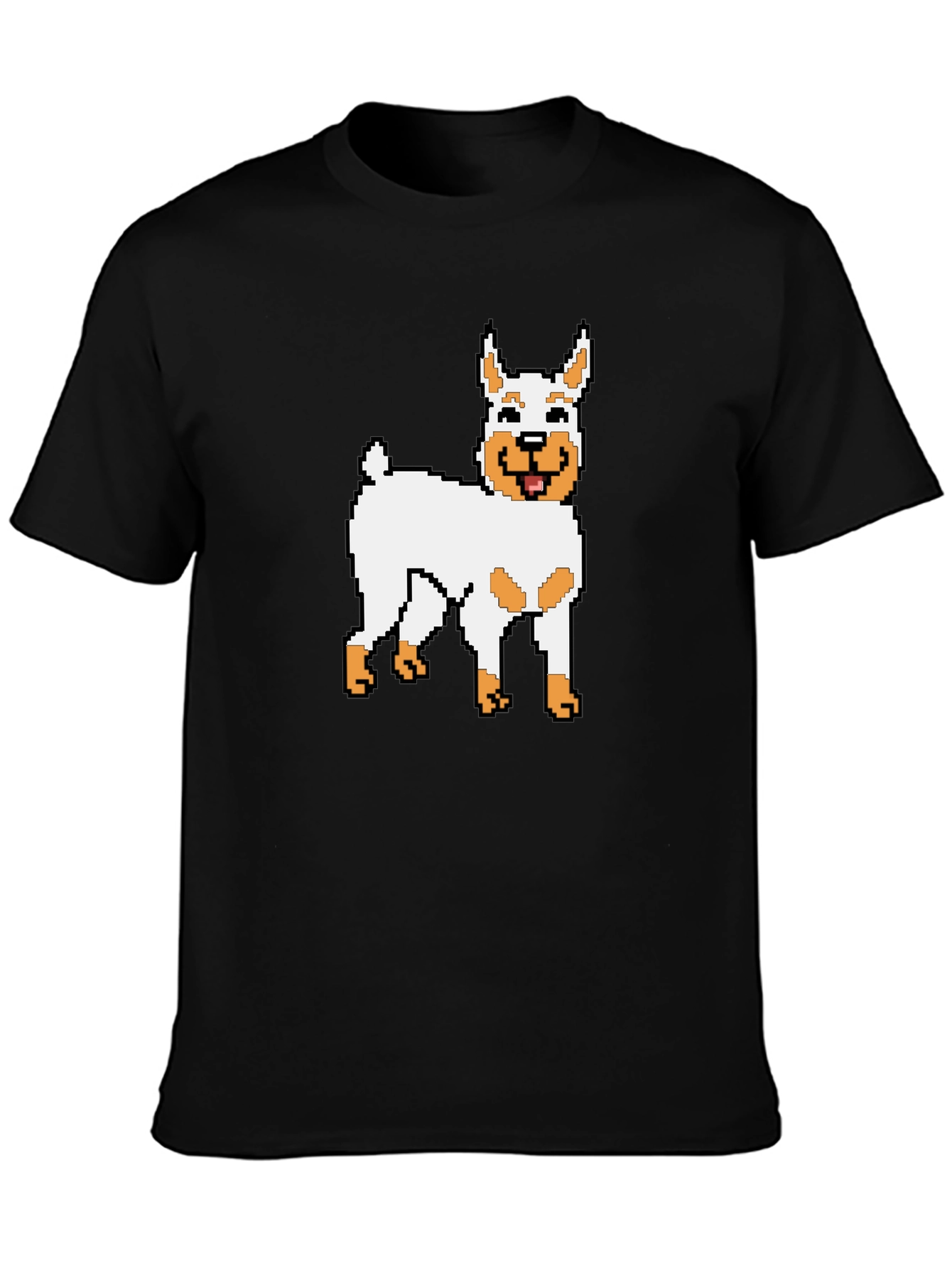 Pixel Dog Graphic Tee - Black Cotton Blend