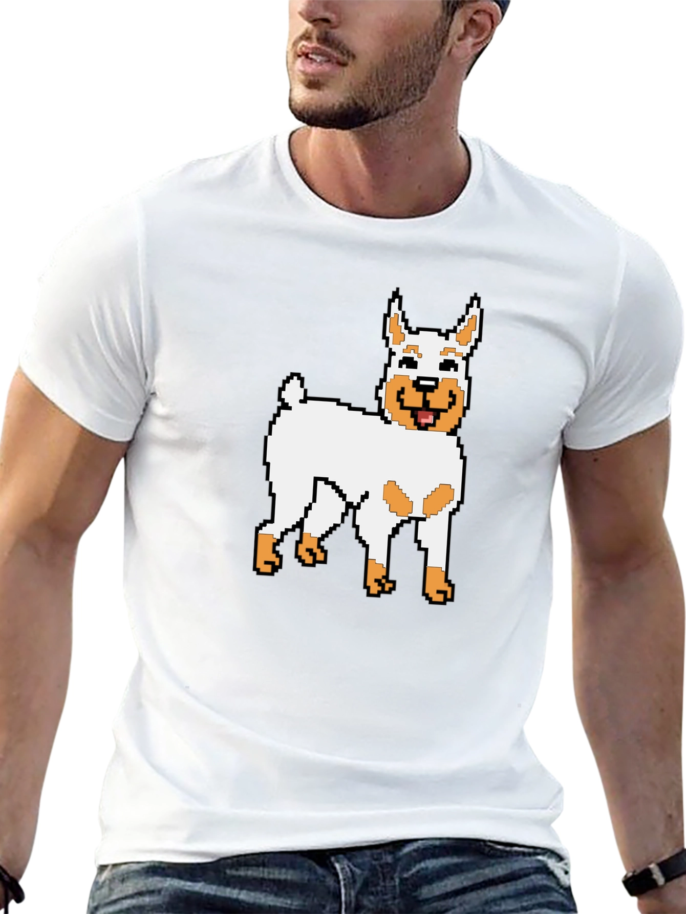 Pixel Dog Graphic Tee - Black Cotton Blend
