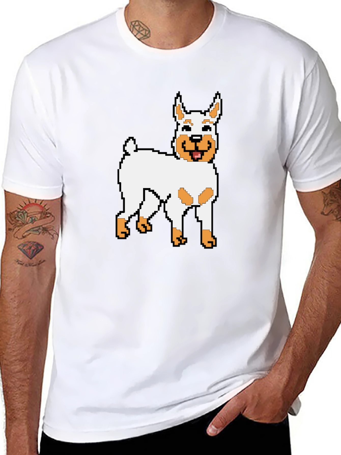 Pixel Dog Graphic Tee - Black Cotton Blend