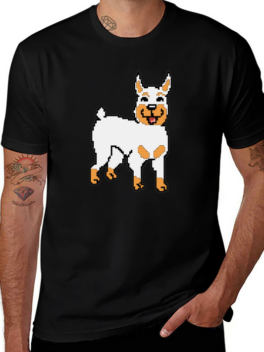 Pixel Dog Graphic Tee - Black Cotton Blend