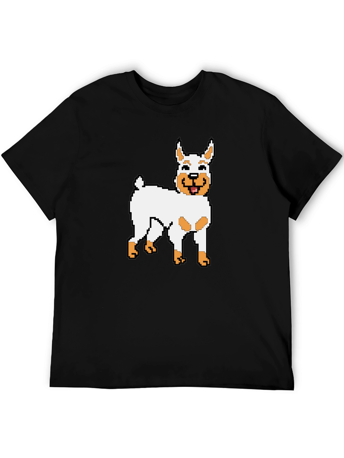 Pixel Dog Graphic Tee - Black Cotton Blend