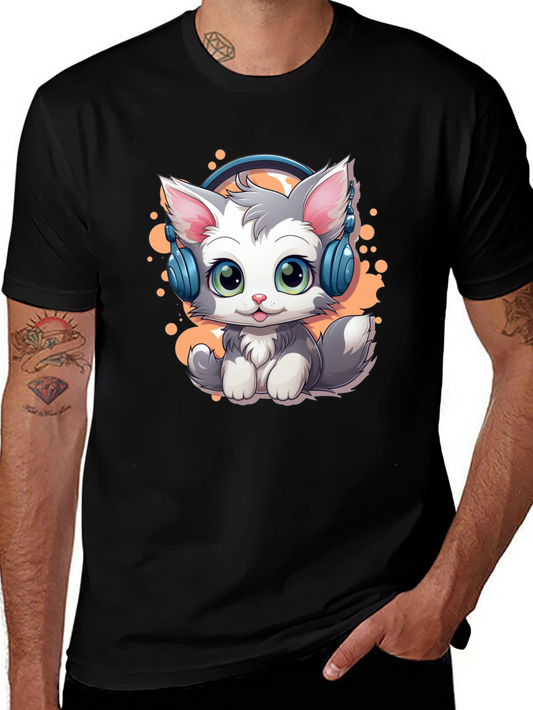 Cool Cat Headphones Graphic T-Shirt