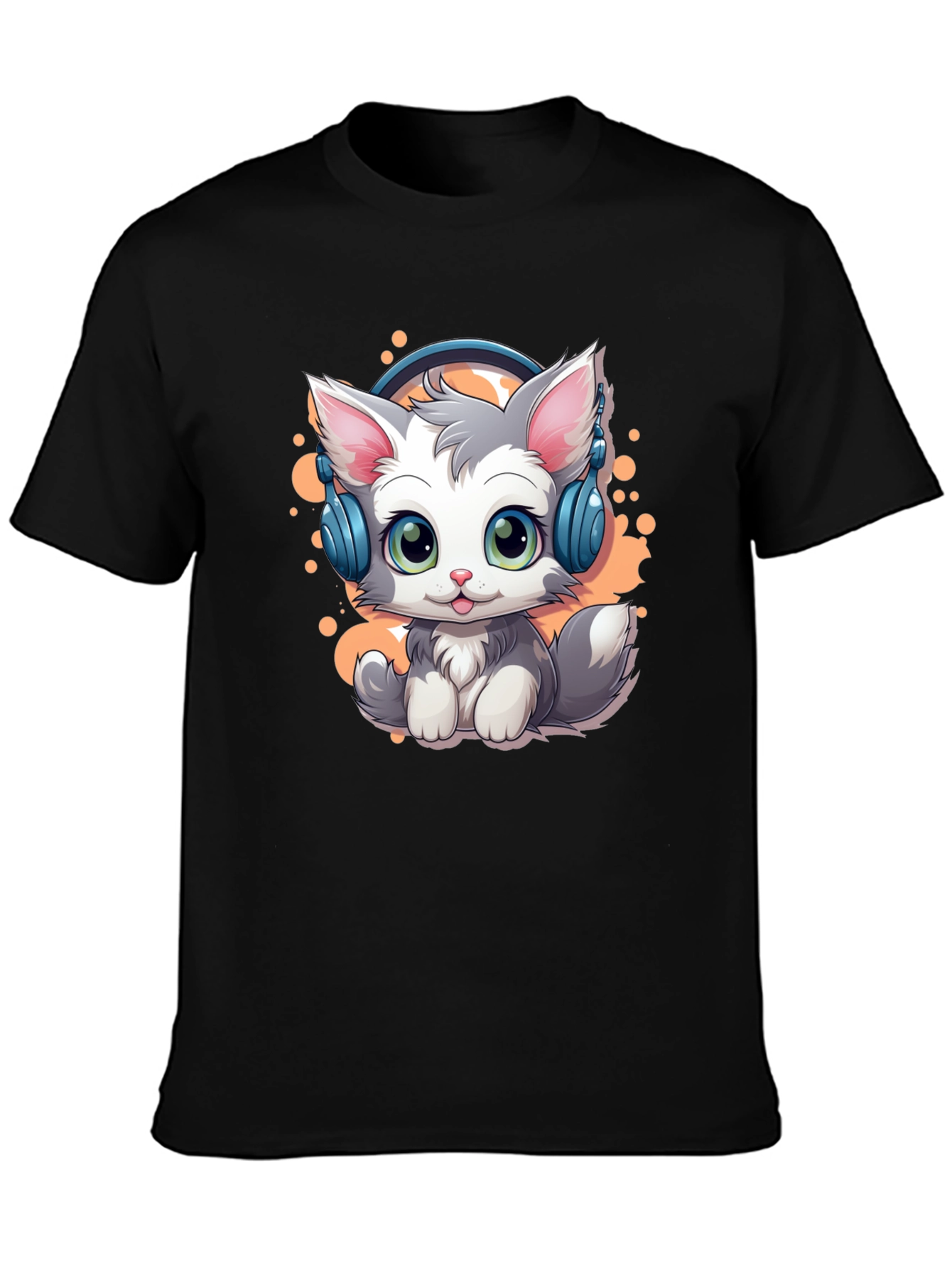 Cool Cat Headphones Graphic T-Shirt