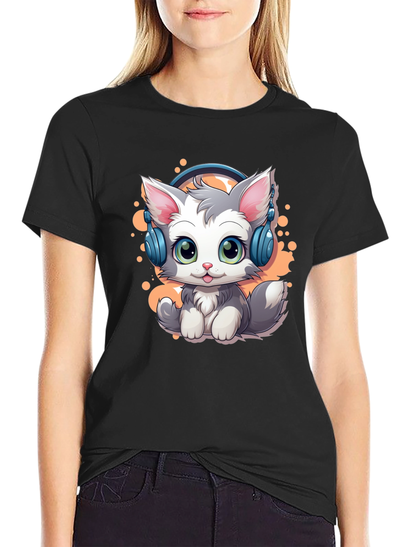 Cool Cat Headphones Graphic T-Shirt