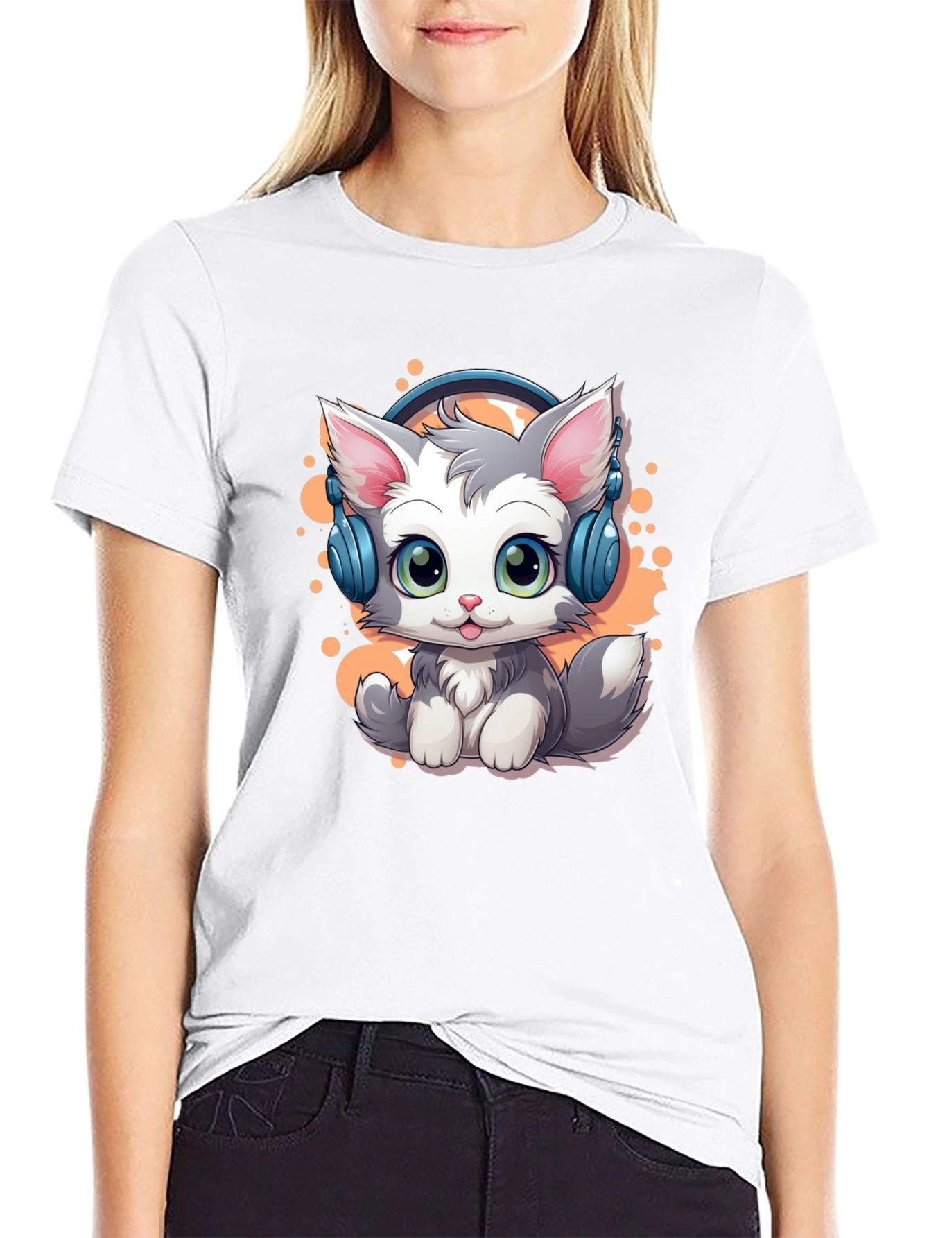 Cool Cat Headphones Graphic T-Shirt