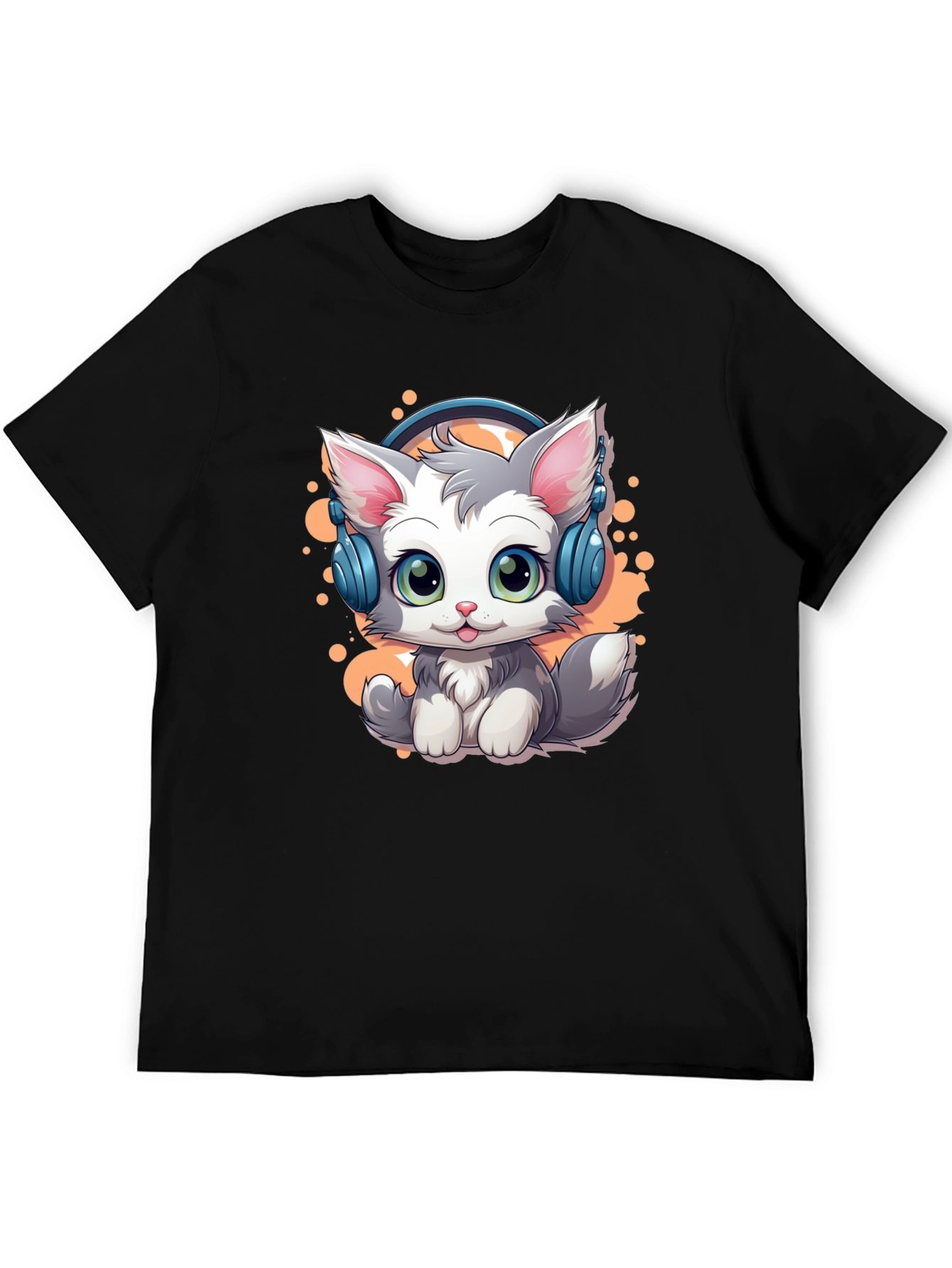 Cool Cat Headphones Graphic T-Shirt