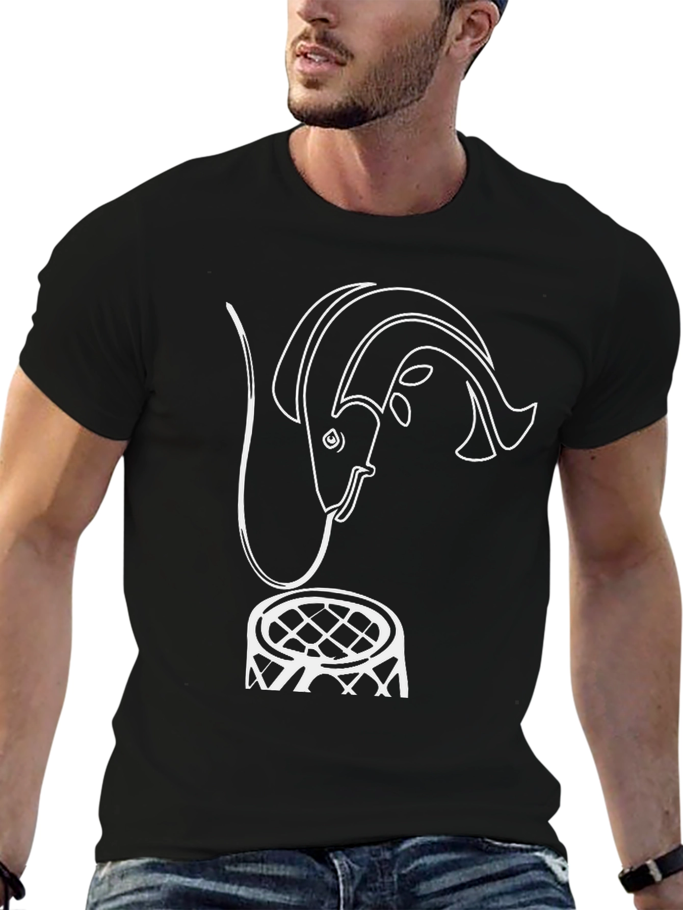 Fish & Net Graphic T-Shirt