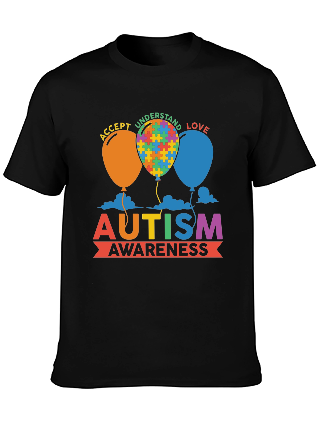 Autism Awareness T-Shirt - Puzzle Balloon Design