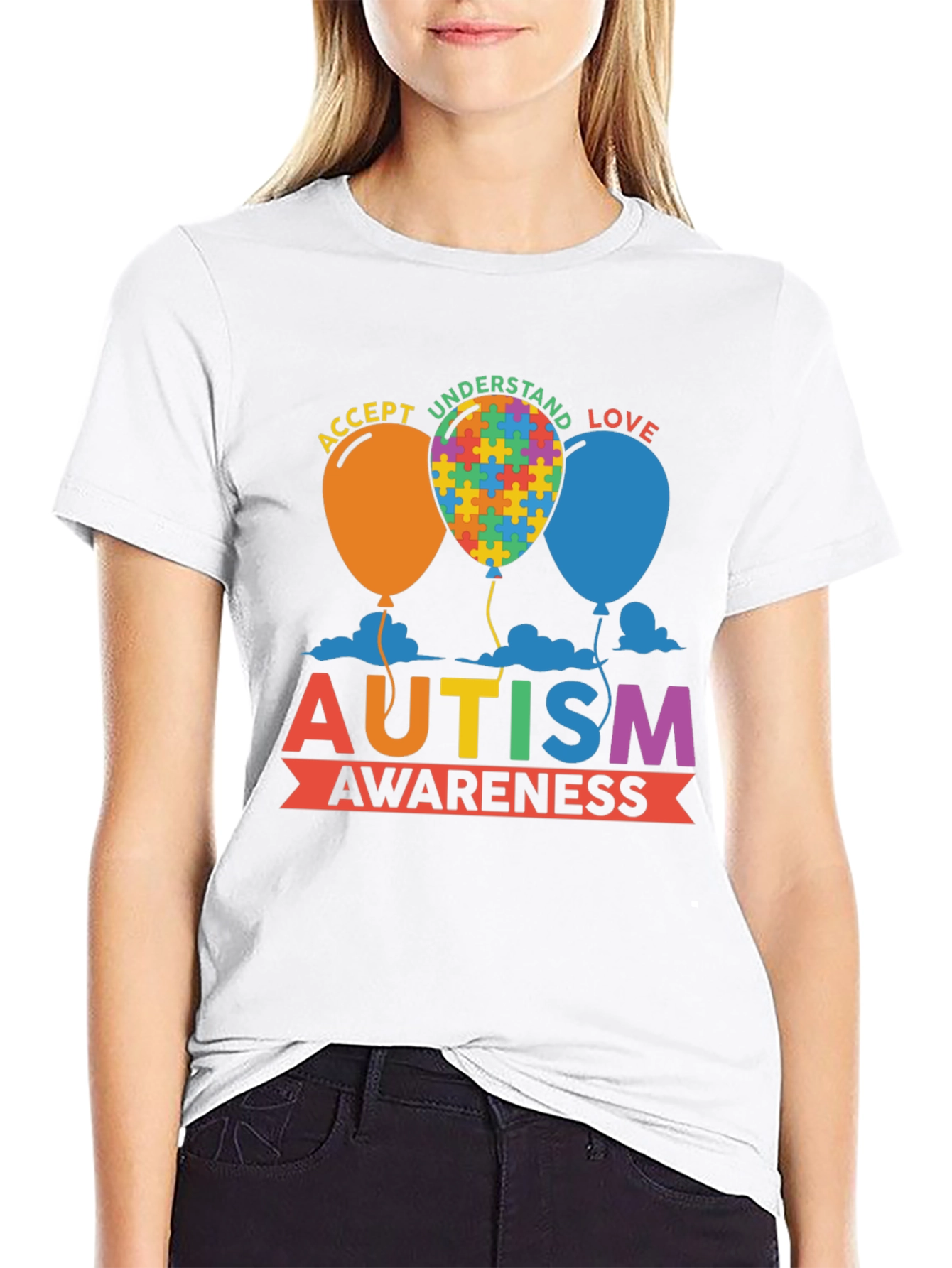 Autism Awareness T-Shirt - Puzzle Balloon Design