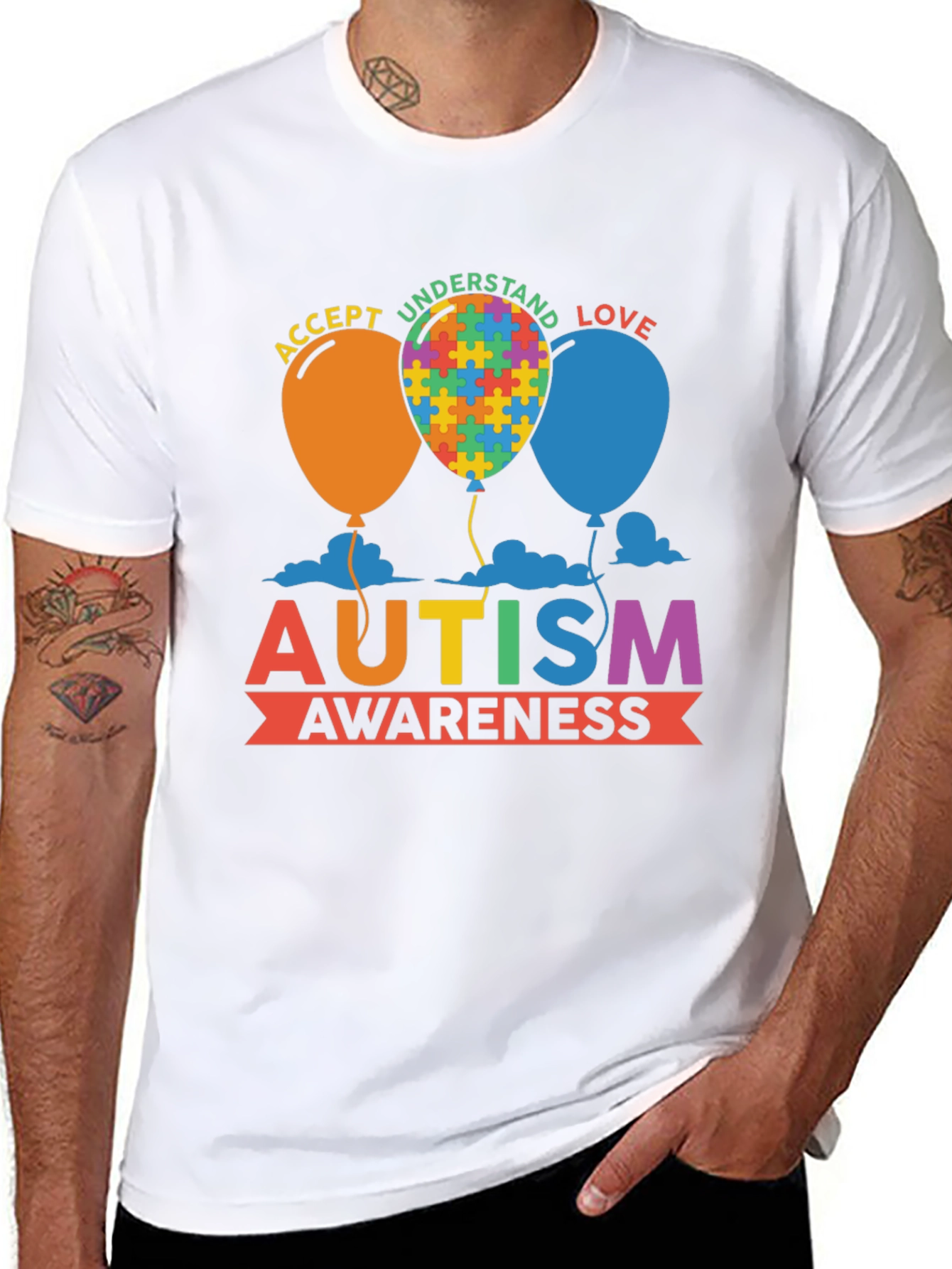 Autism Awareness T-Shirt - Puzzle Balloon Design