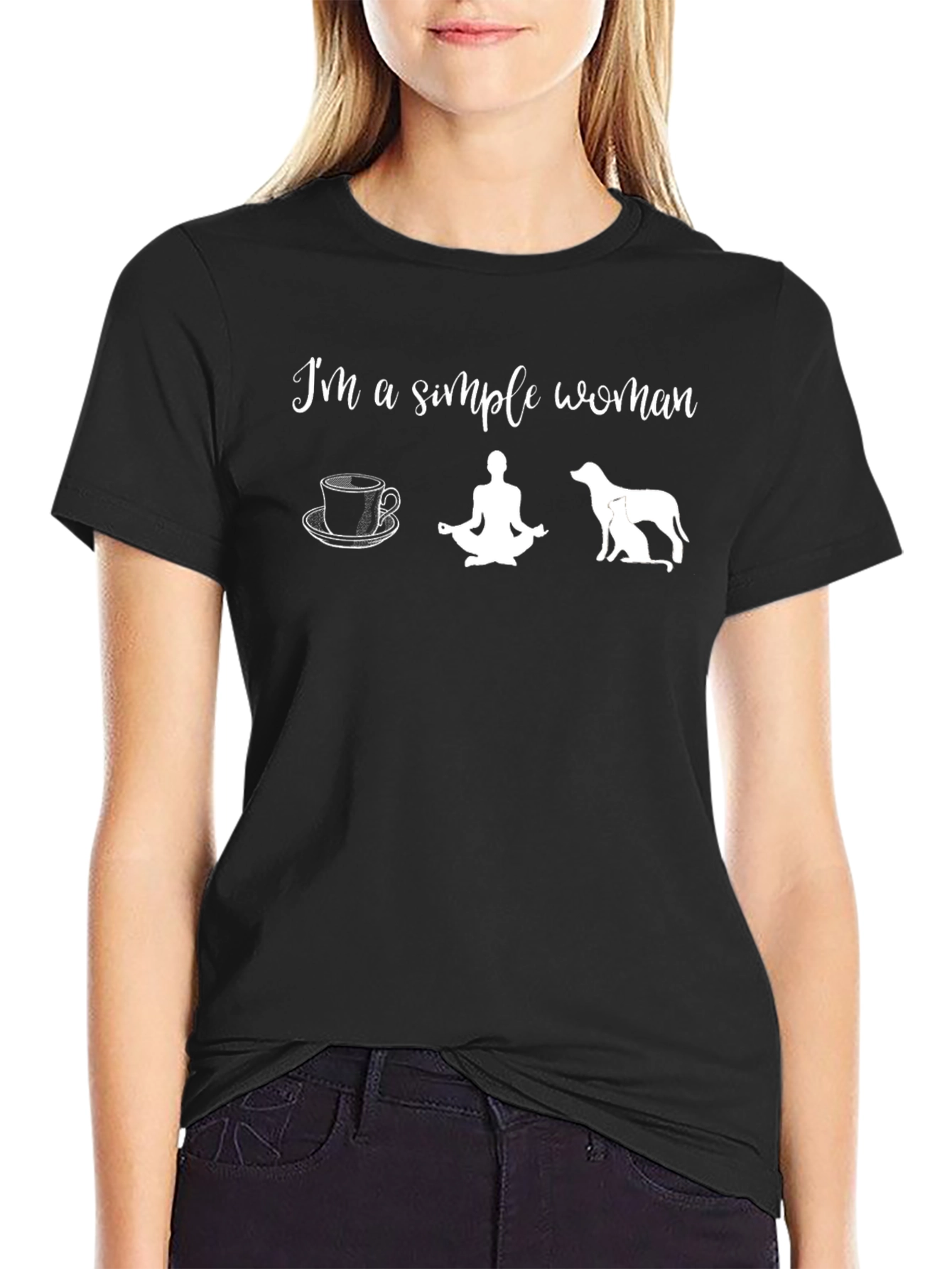 Simple Woman T-Shirt - Coffee Yoga Dogs