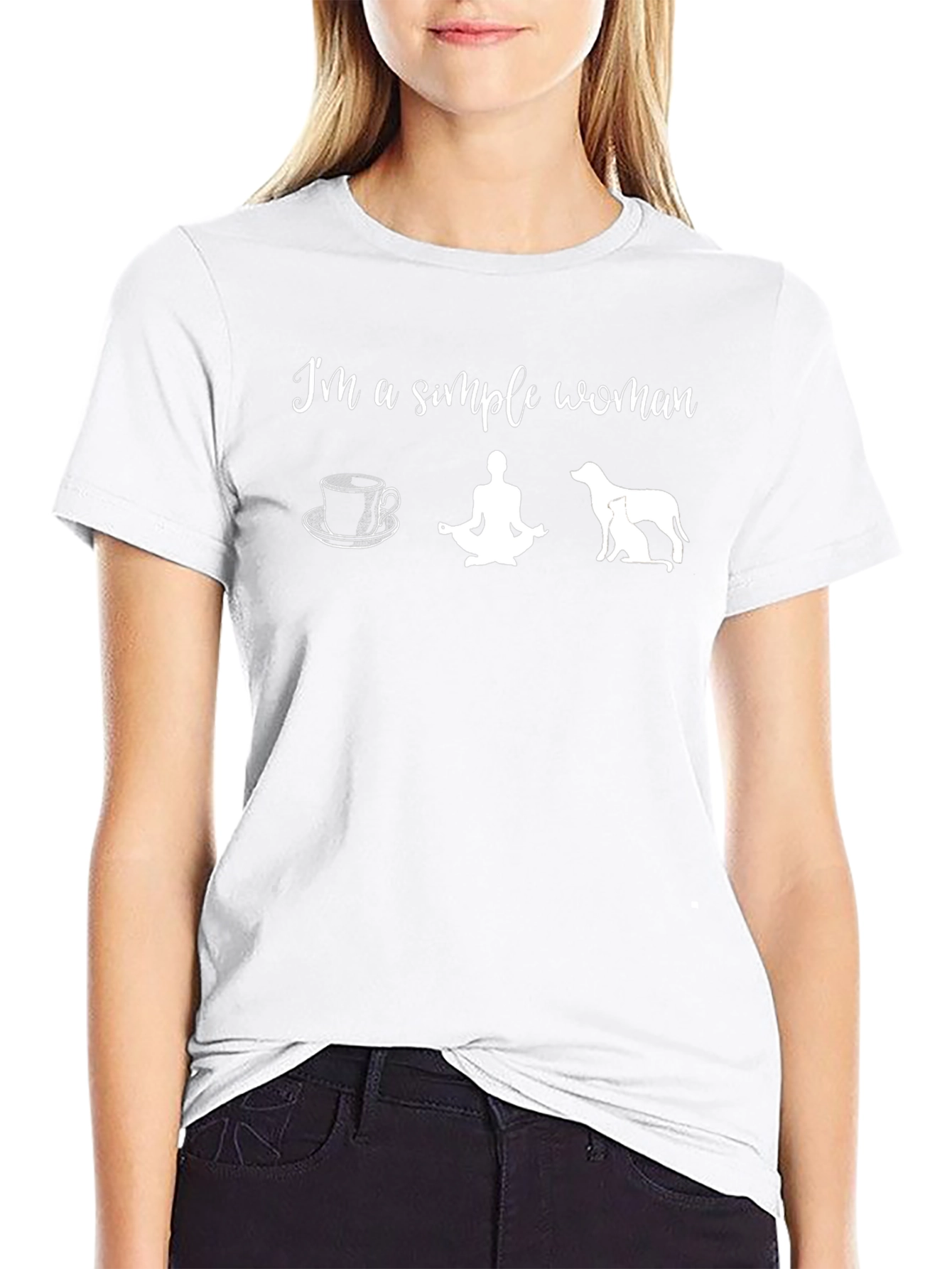 Simple Woman T-Shirt - Coffee Yoga Dogs