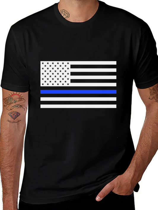 Thin Blue Line Flag T-Shirt - Support Law Enforcement