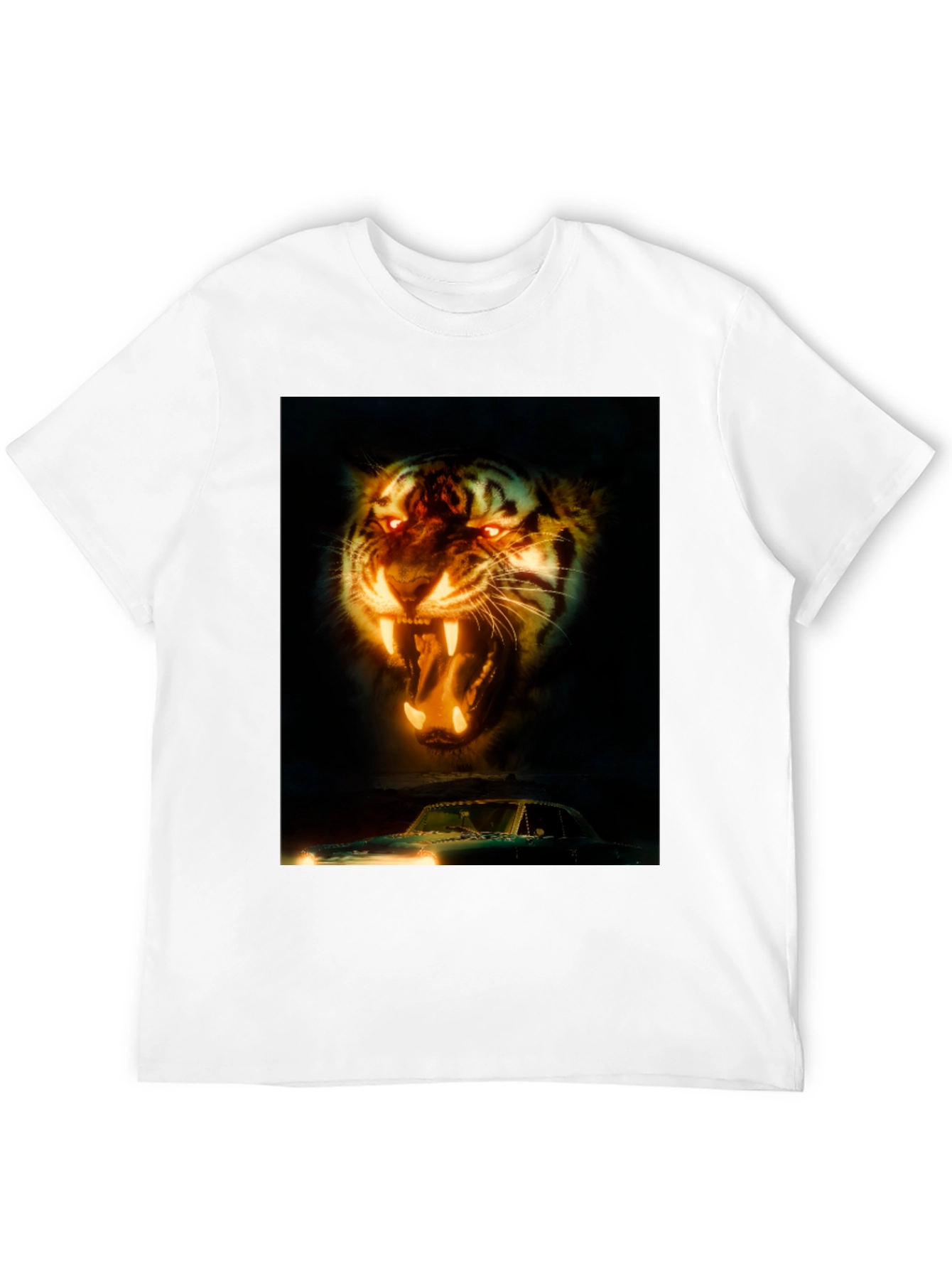 Tiger and Car Graphic T-Shirt