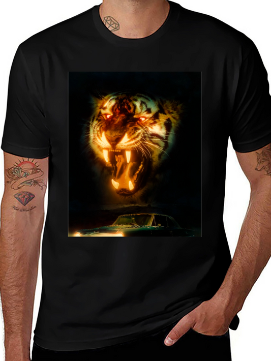 Tiger and Car Graphic T-Shirt