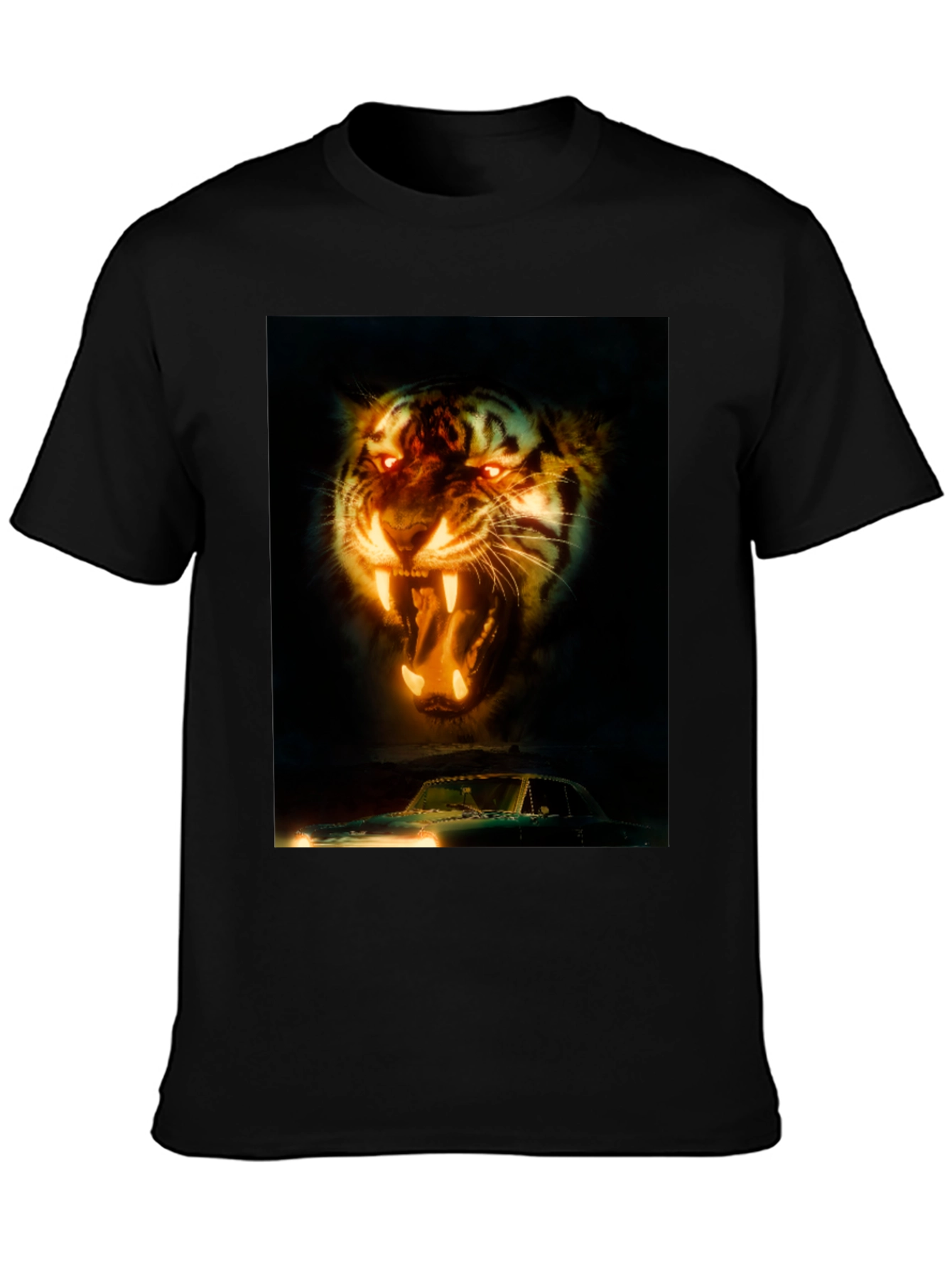 Tiger and Car Graphic T-Shirt
