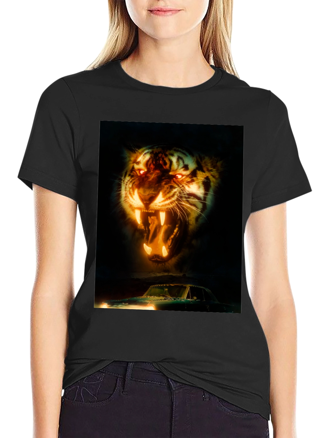 Tiger and Car Graphic T-Shirt