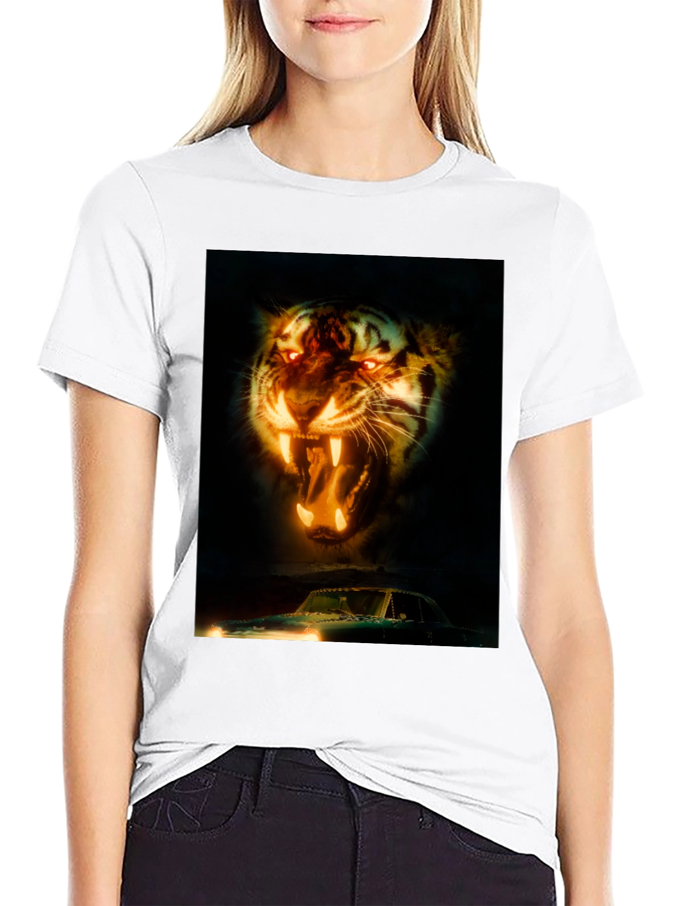 Tiger and Car Graphic T-Shirt